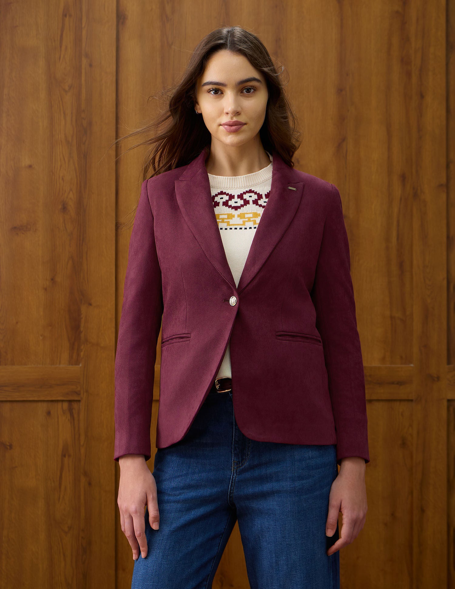 Solid Regular Fit Notch Lapel Blazer Red - U.S. POLO ASSN. | Large