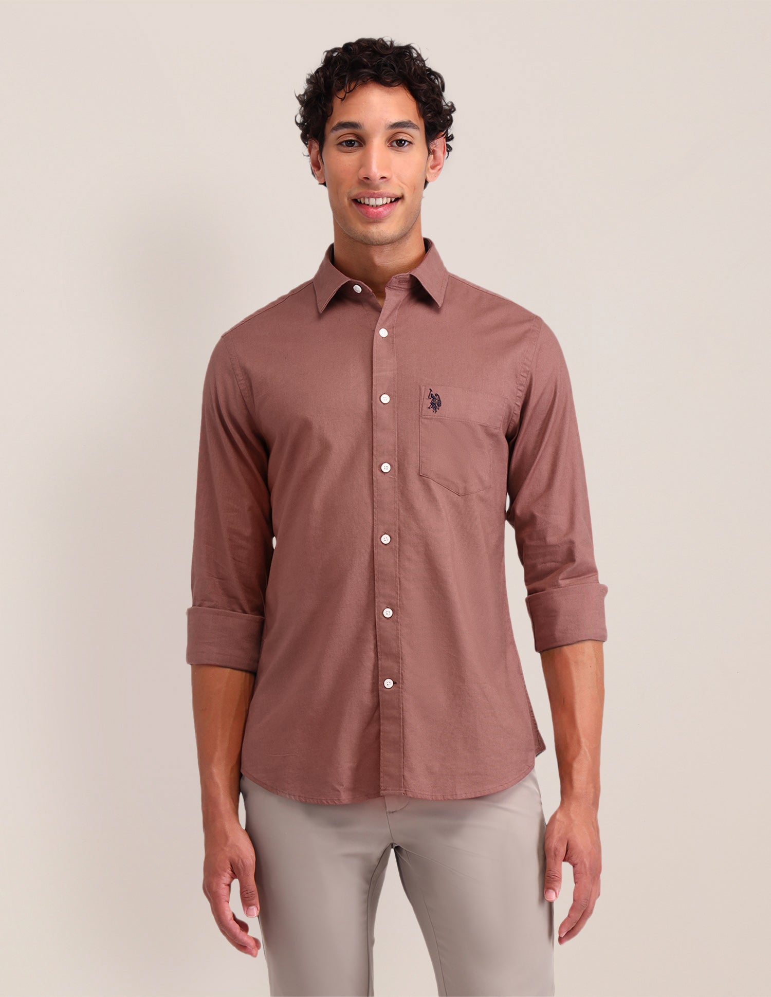 Solid Tailored Fit Shirt Pink - U.S. POLO ASSN. | Large