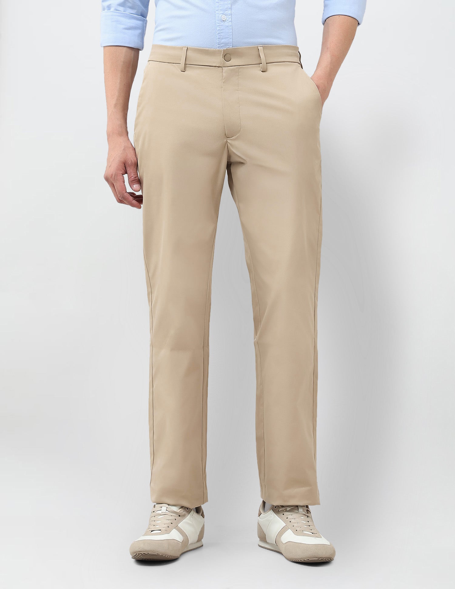 Riley Straight Fit Twill Trousers Khaki - U.S. Polo Assn. India | Large
