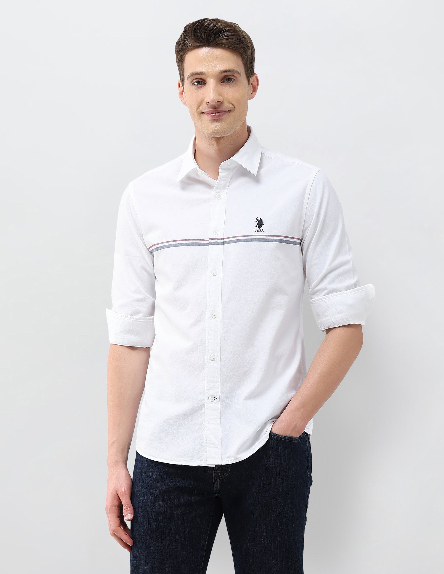 Oxford Regular Fit Solid Shirt White - U.S. Polo Assn. India | Large
