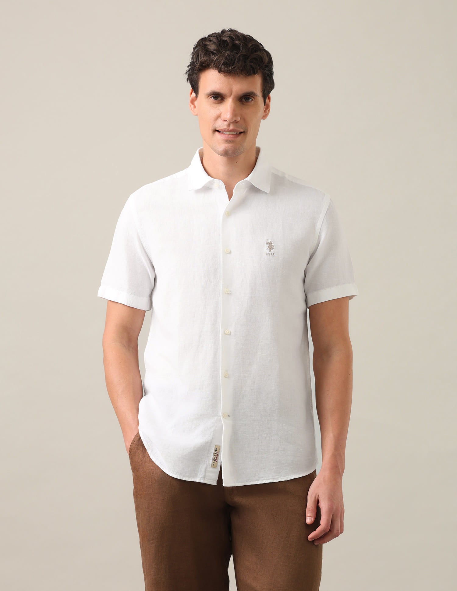 Solid Regular Fit Shirt White - U.S. Polo Assn. India | Large