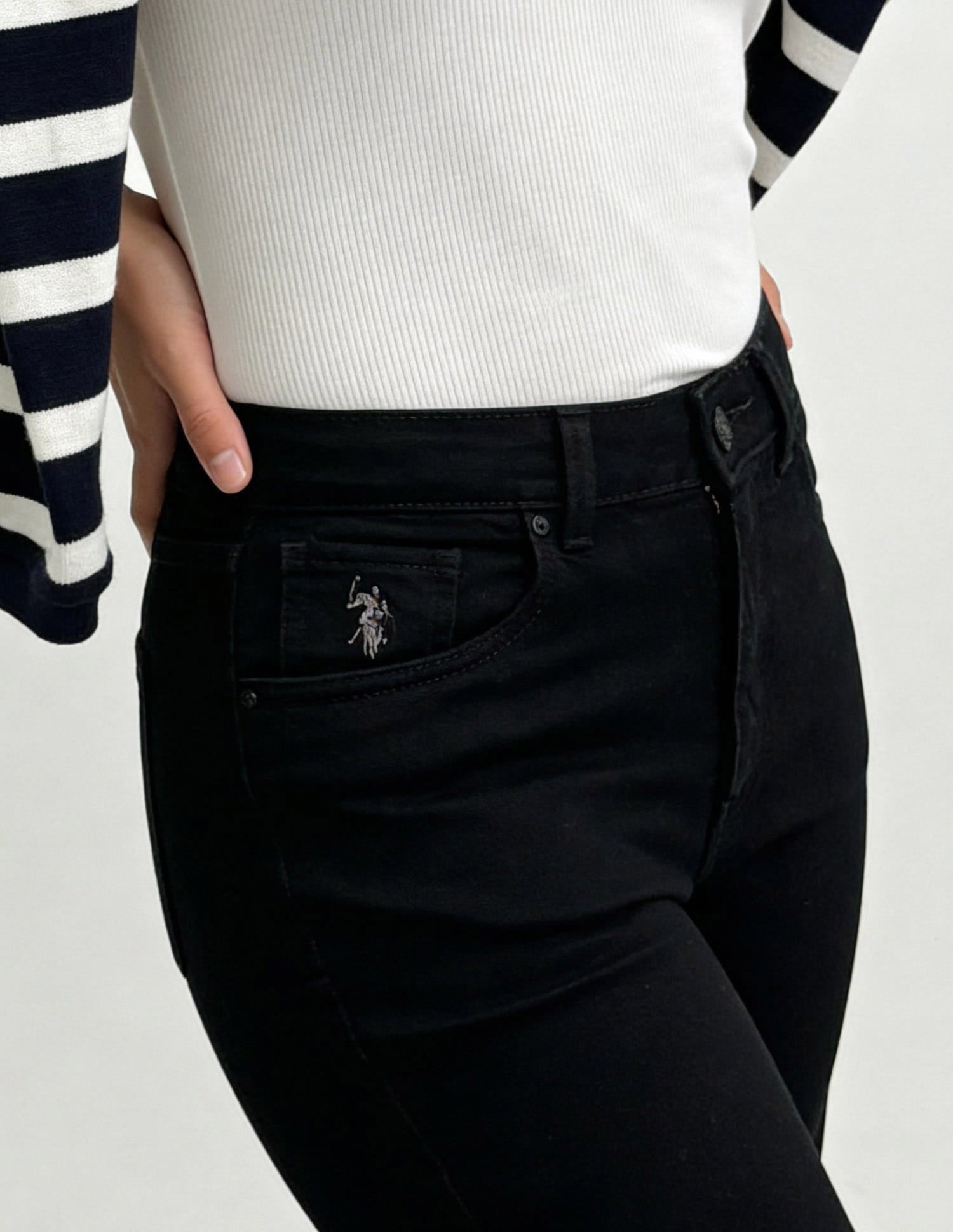 High Rise Straight Fit Jeans Black - U.S. Polo Assn. India | Large