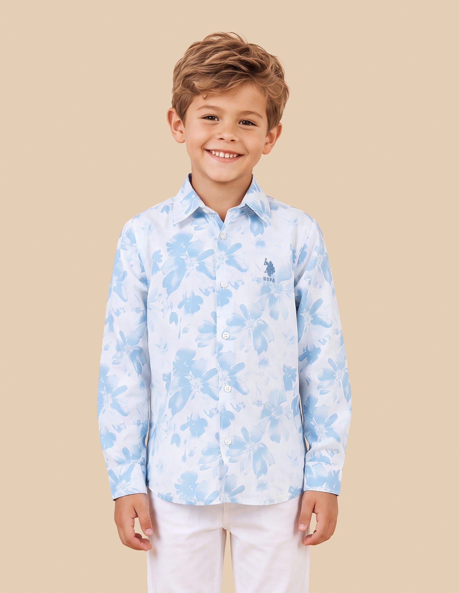 Floral Printed Satin Shirt White - U.S. Polo Assn. India | Large
