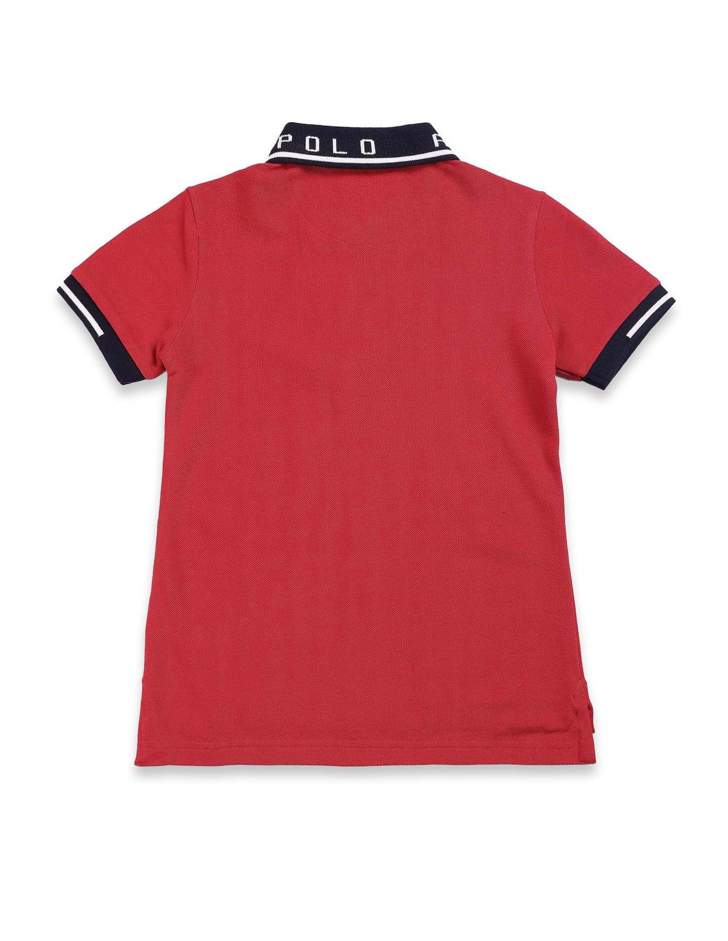 Boys Cotton Zipper Polo Shirt Red - U.S. Polo Assn. India | Large