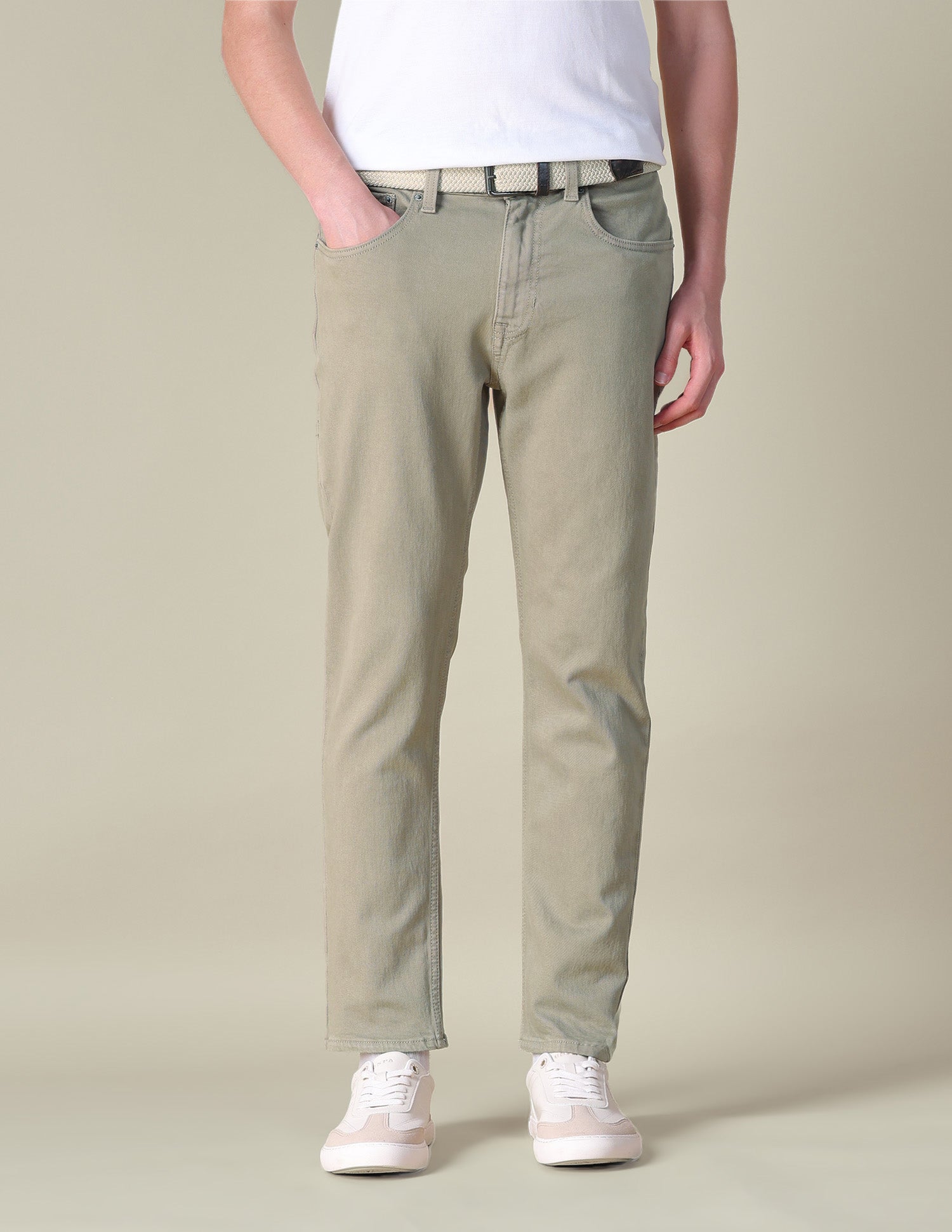 Cole Comfort Cropped Fit Green Jeans Light Olive - U.S. POLO ASSN. | Large