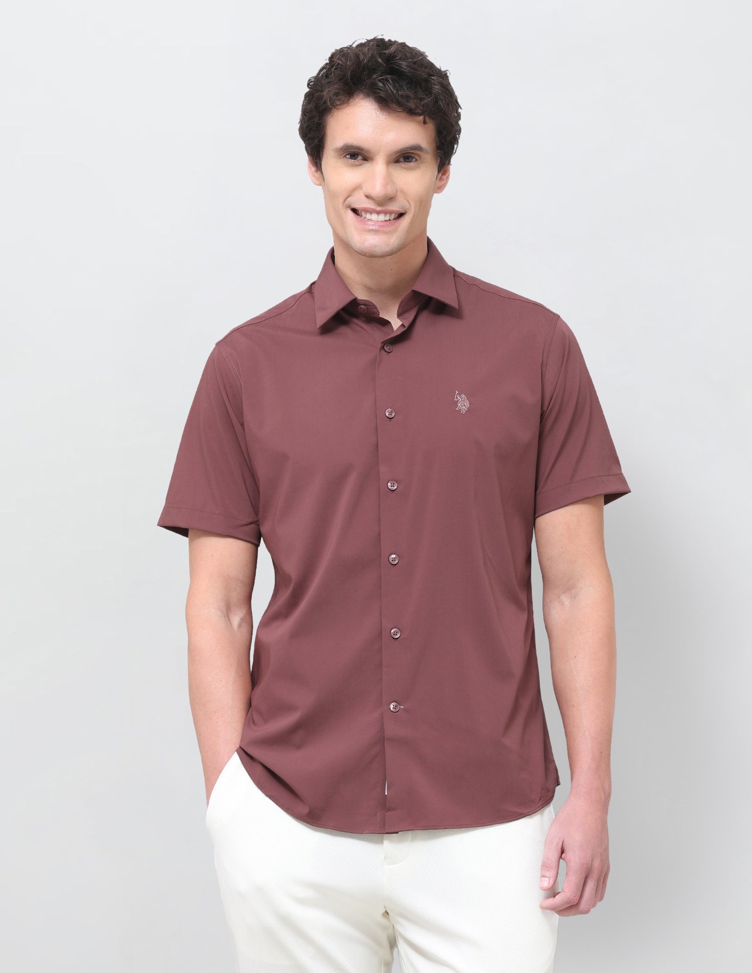 Solid Regular Fit Shirt Maroon - U.S. Polo Assn. India | Large