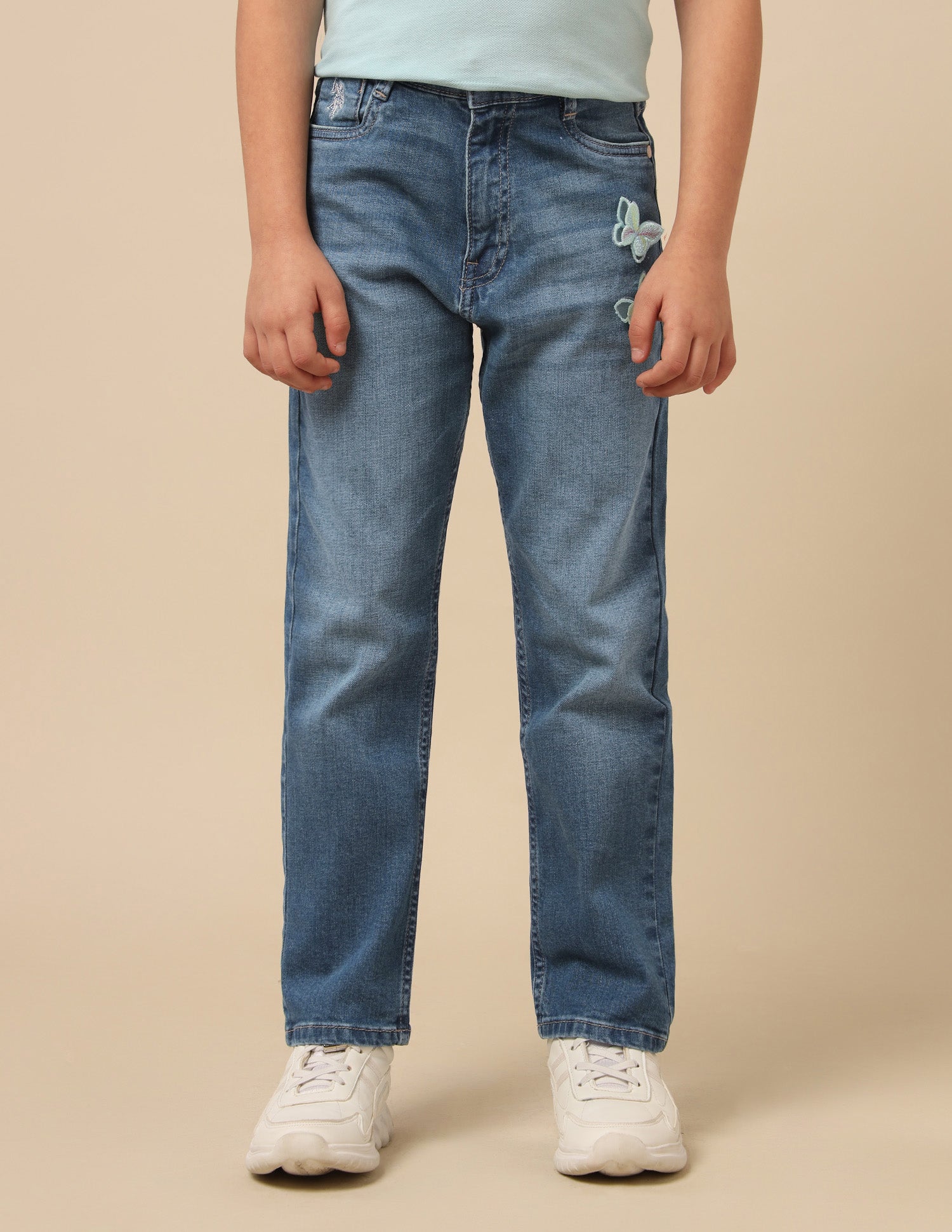 Girls Regular Fit Whiskered Jeans Blue - U.S. POLO ASSN. | Large