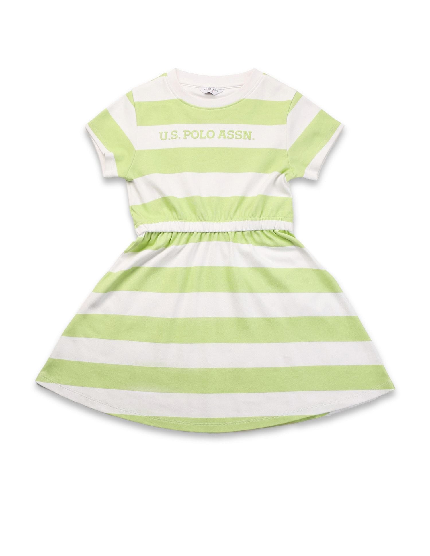 Girls Striped Fit And Flare Dress Yellow - U.S. POLO ASSN. | Large
