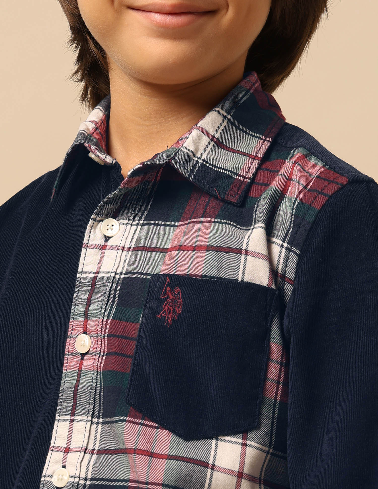 Boys Tartan Checked Twill Shirt Navy - U.S. POLO ASSN. | Large