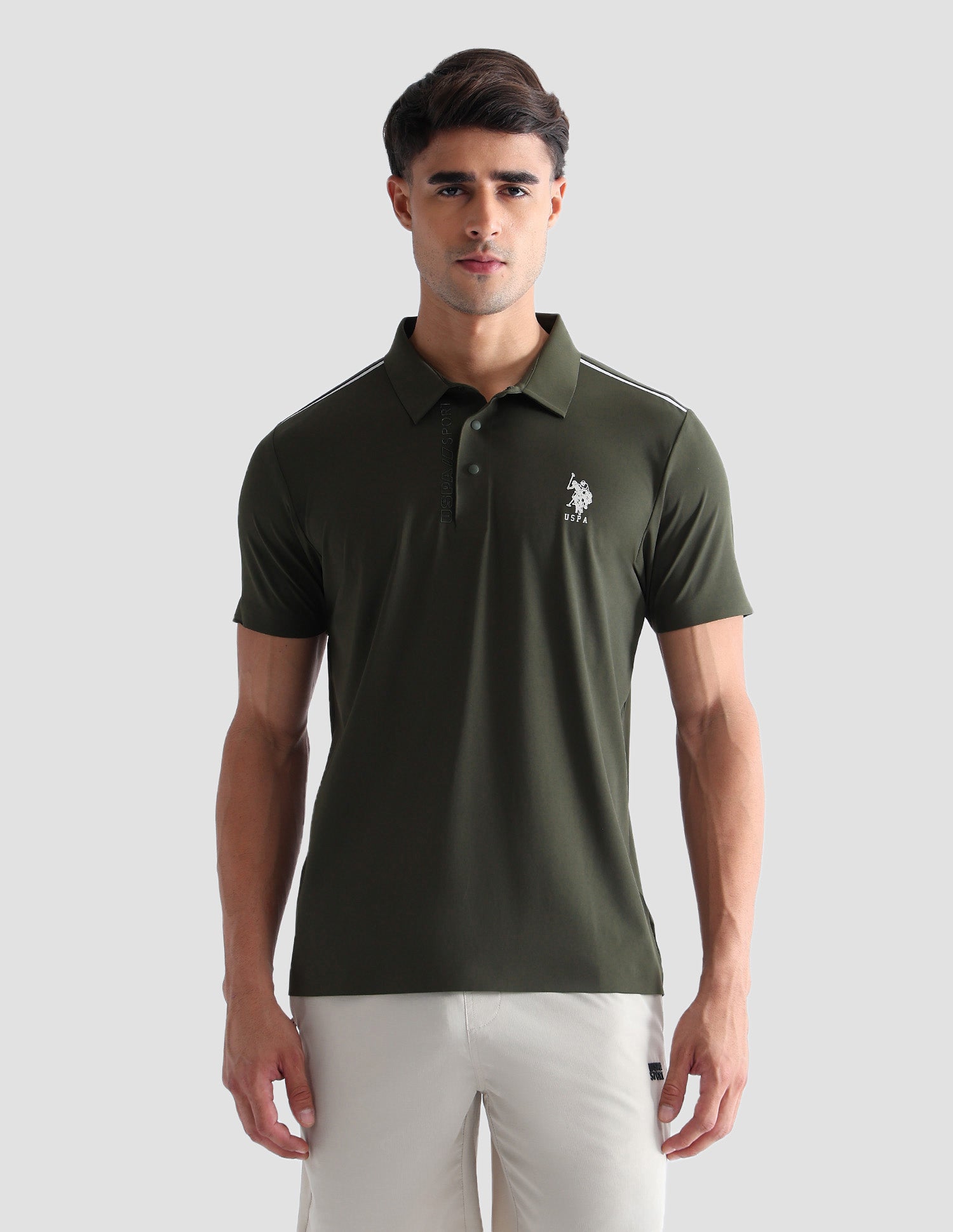 Solid Regular Fit Active Polo Shirt Dark Green - U.S. POLO ASSN. | Large