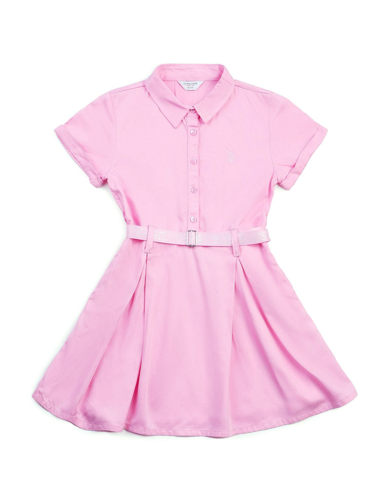 Girls Satin Shirt Dress Light Pink - U.S. POLO ASSN. | Large