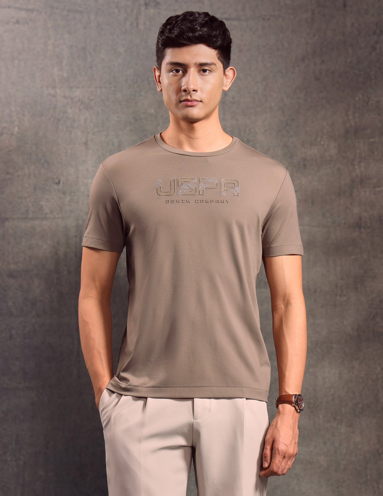 Brand Embossed Regular Fit T-shirt Peach - U.S. POLO ASSN. | Large