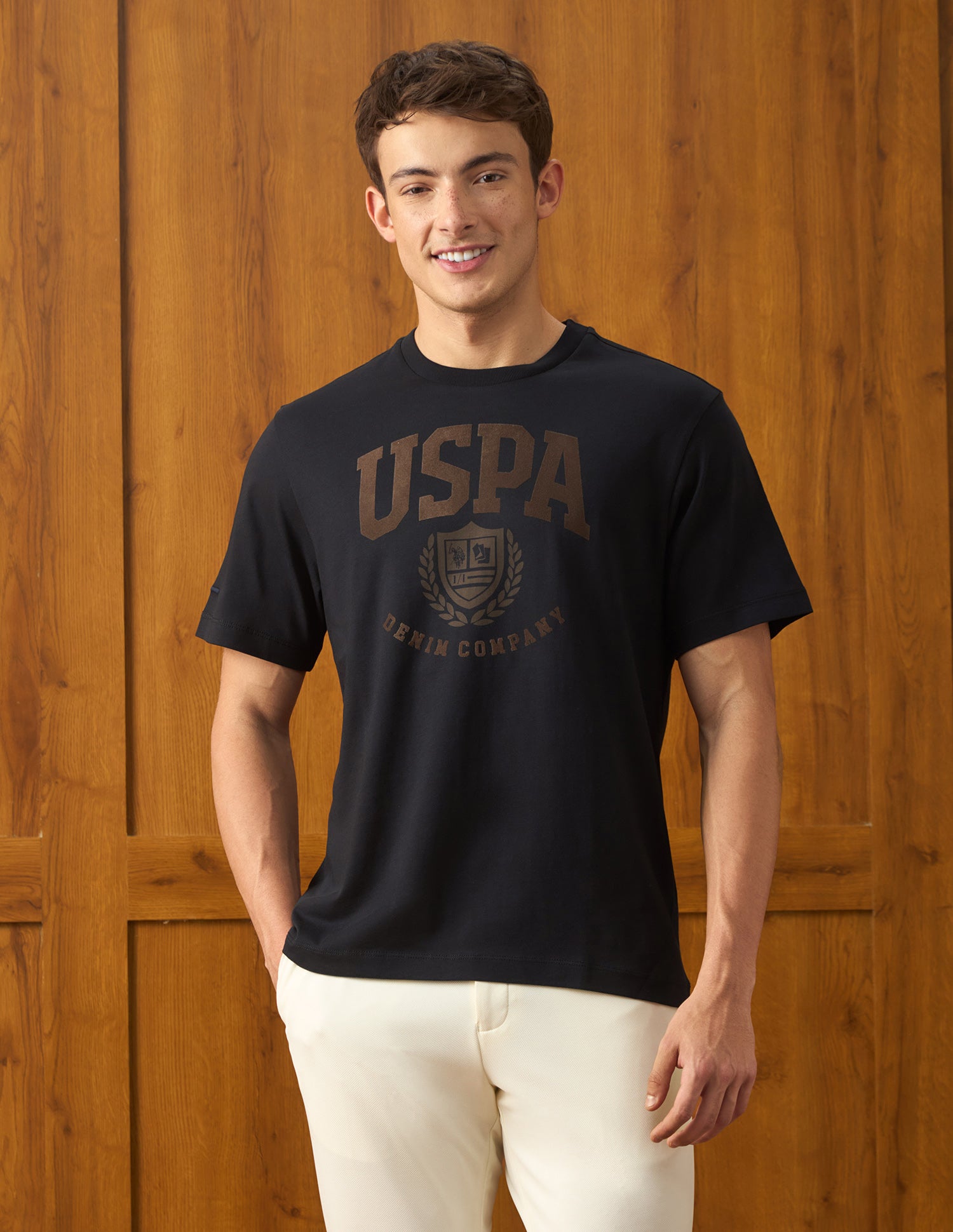 Brand Printed Relaxed Fit T-Shirt Black - U.S. Polo Assn. India | Large