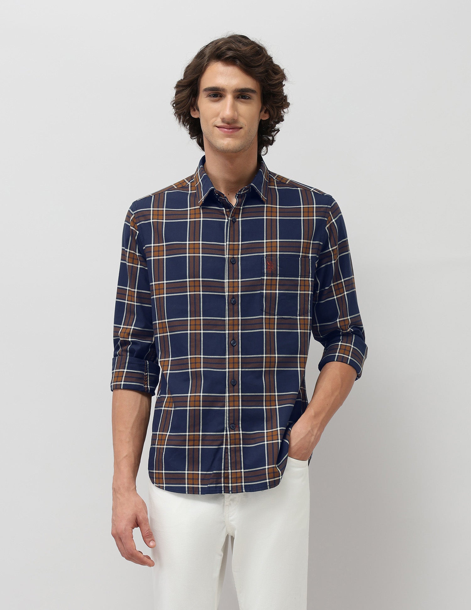 Grid Tattersall Checked Tailored Fit Shirt Navy - U.S. POLO ASSN. | Large