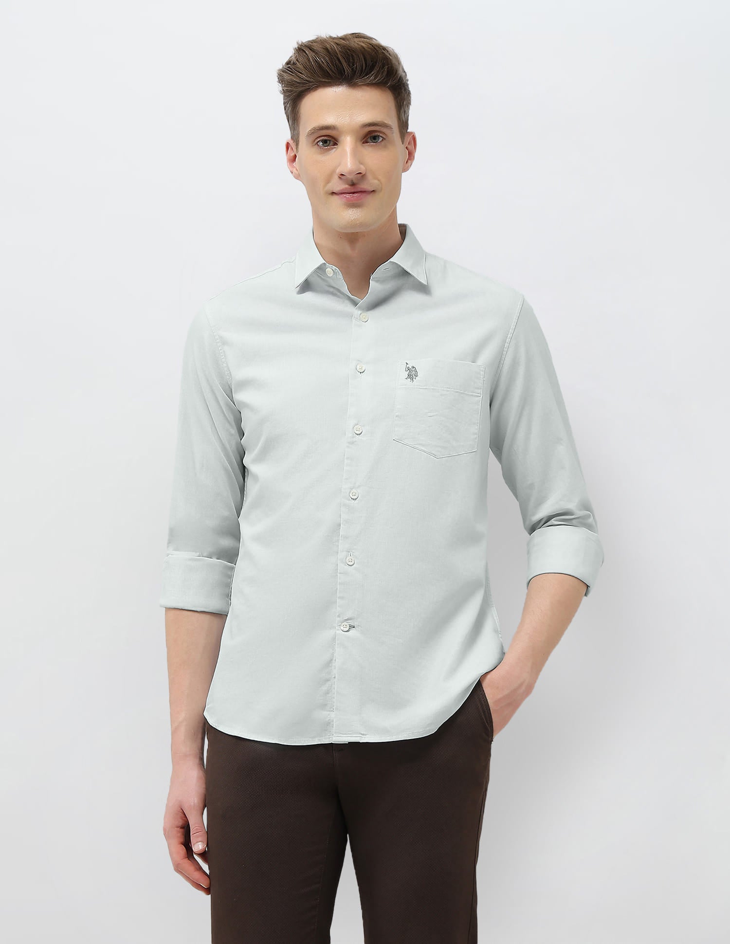Casa De Campo Regular Fit Shirt Light Green - U.S. Polo Assn. India | Large