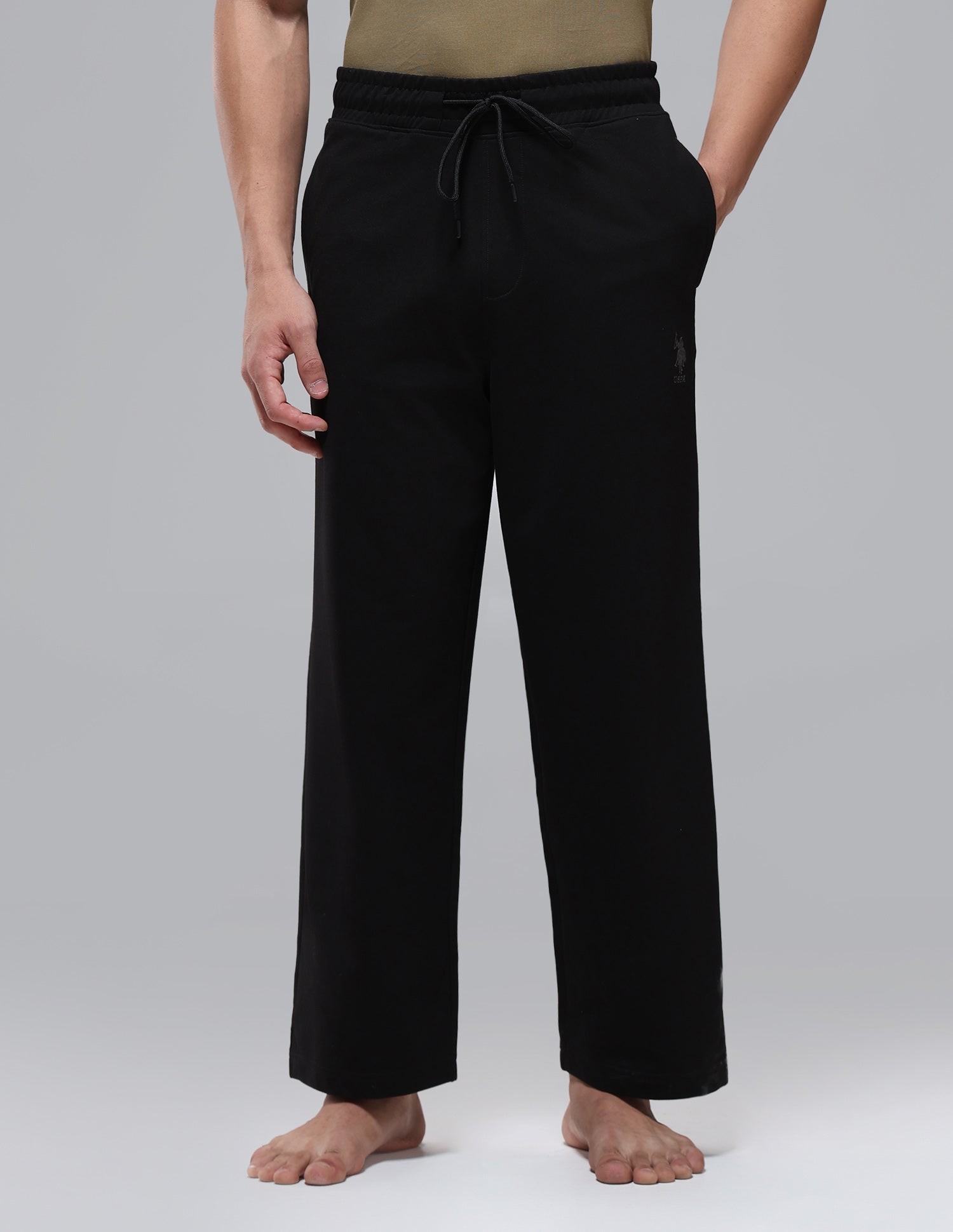Baggy Fit Sturdy Fabric OR008 Lounge Track Pants Black - U.S. Polo Assn. India | Large