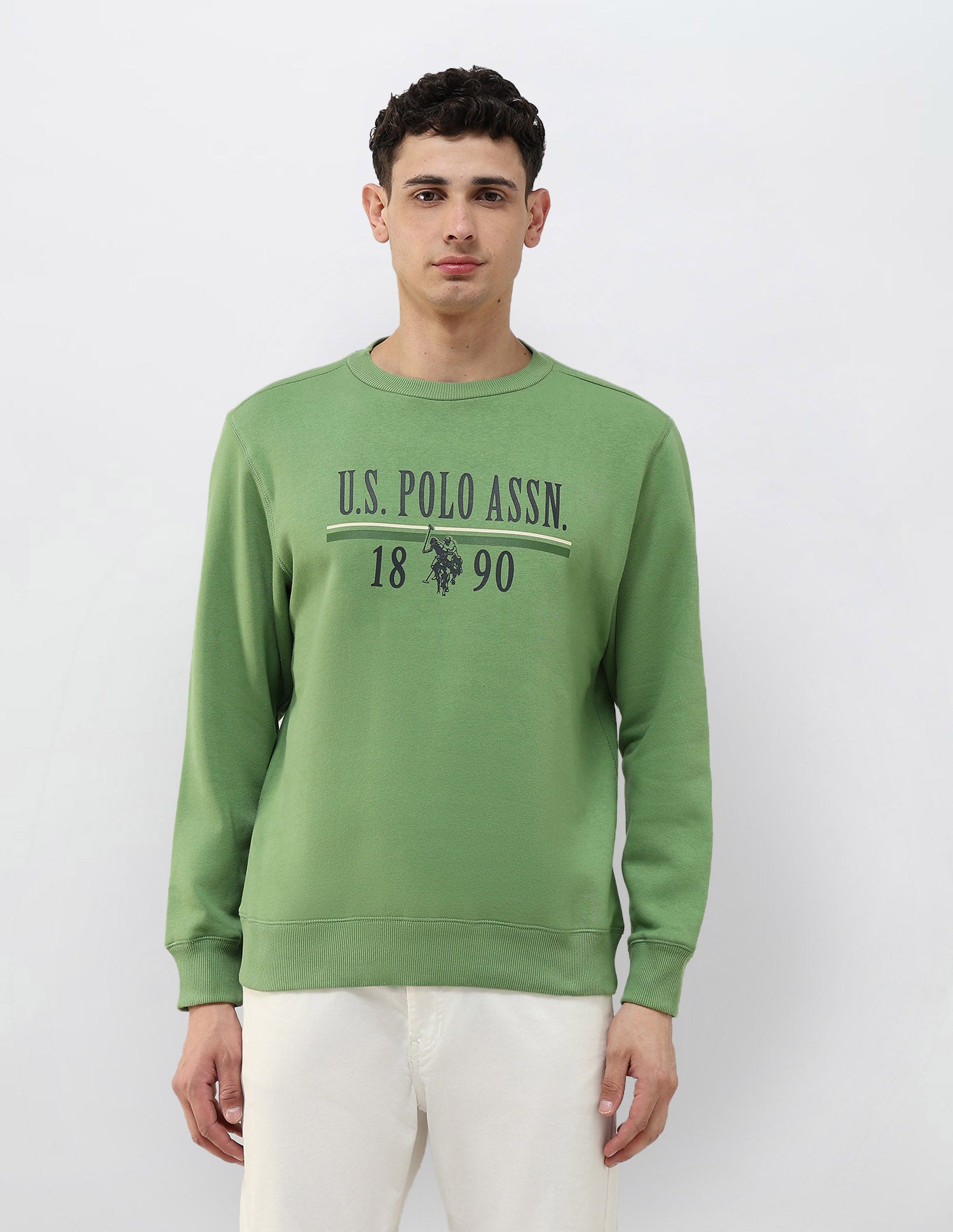 Brand Printed Regular Fit Sweatshirt Light Green - U.S. POLO ASSN. | Large