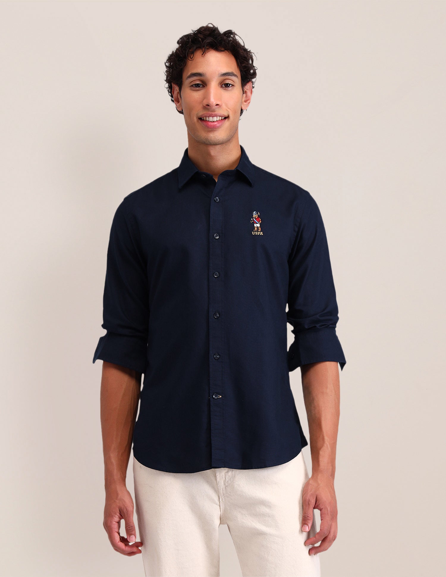 Solid Cotton Shirt Navy - U.S. POLO ASSN. | Large