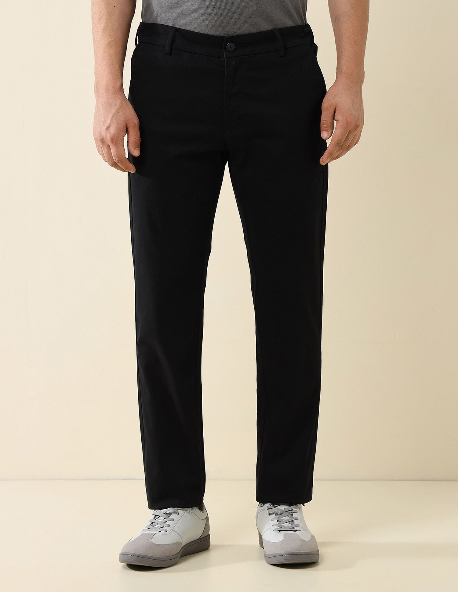 Elasticized Waist Slim Fit Trousers Black - U.S. POLO ASSN. | Large