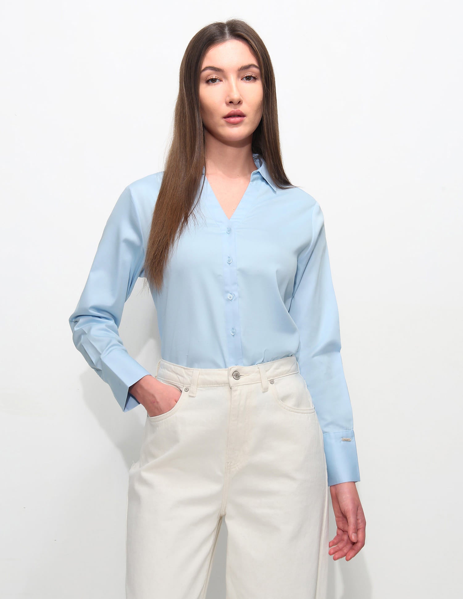 Regular Fit Solid Shirt Light Blue - U.S. Polo Assn. India | Large