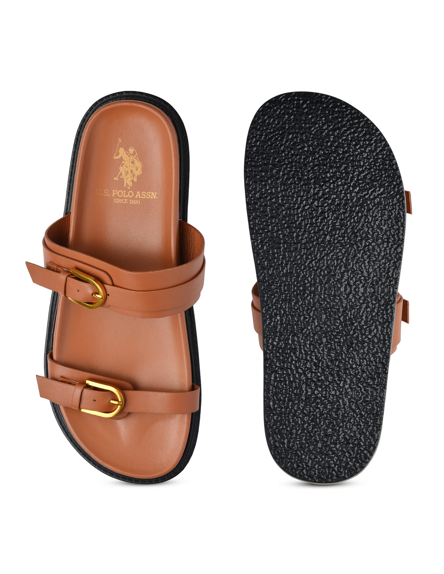 Textured Vincenza Slippers Tan - U.S. Polo Assn. India | Large