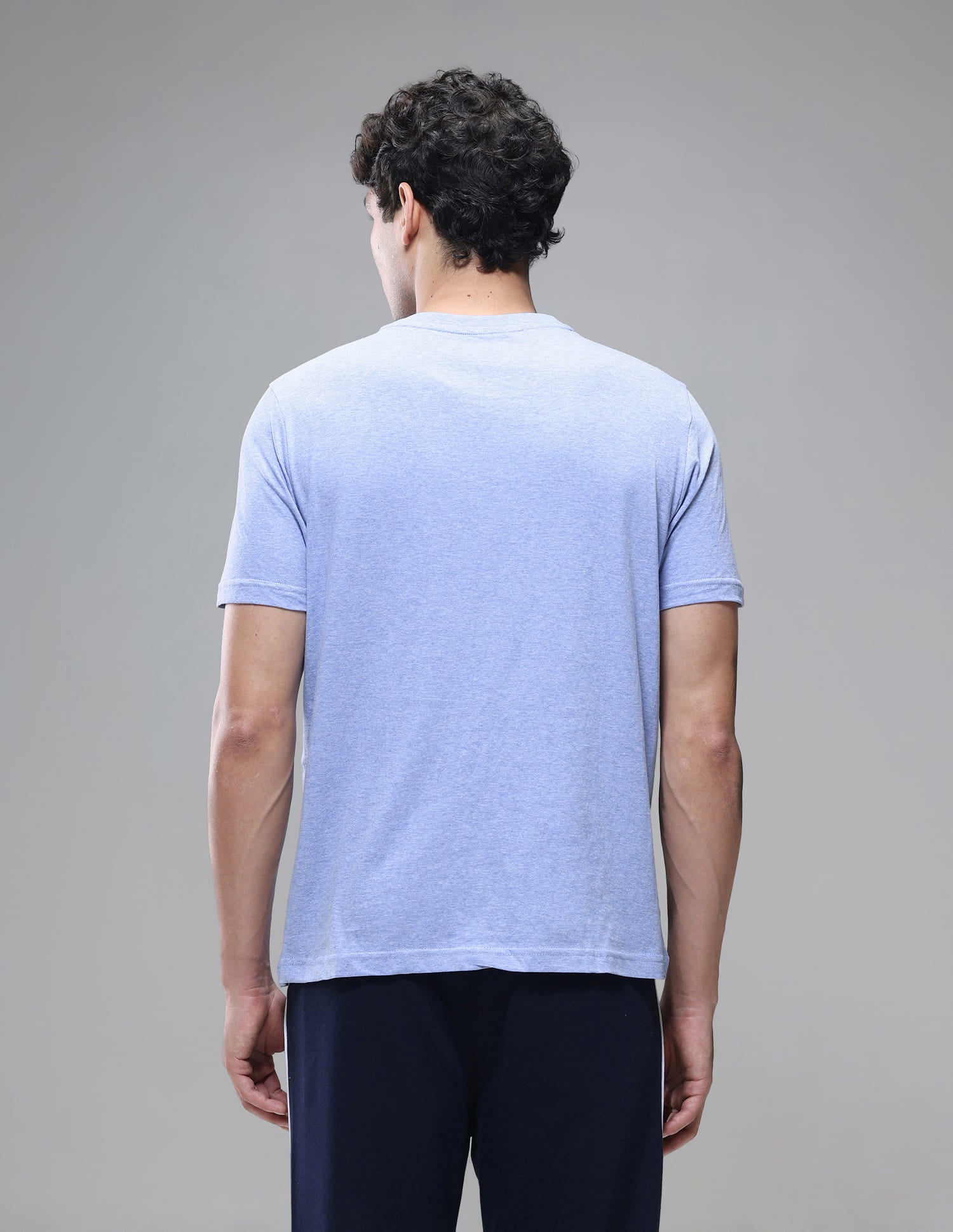 Tonal Logo Cotton 1633 Lounge T-Shirt - Pack Of 2 Olive and Blue Mel - U.S. Polo Assn. India | Large