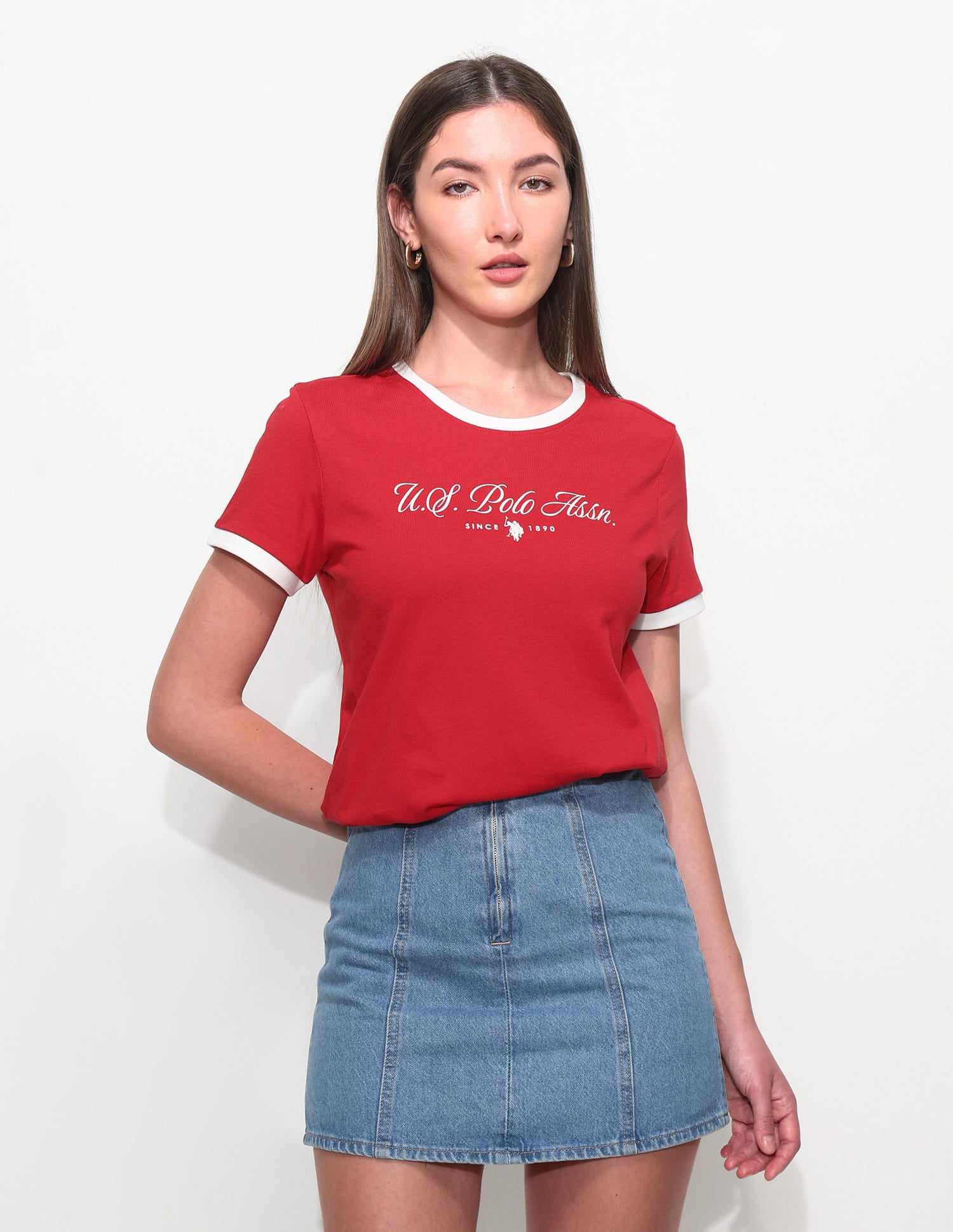 Regular Fit Brand Printed T-Shirt Red - U.S. Polo Assn. India | Large