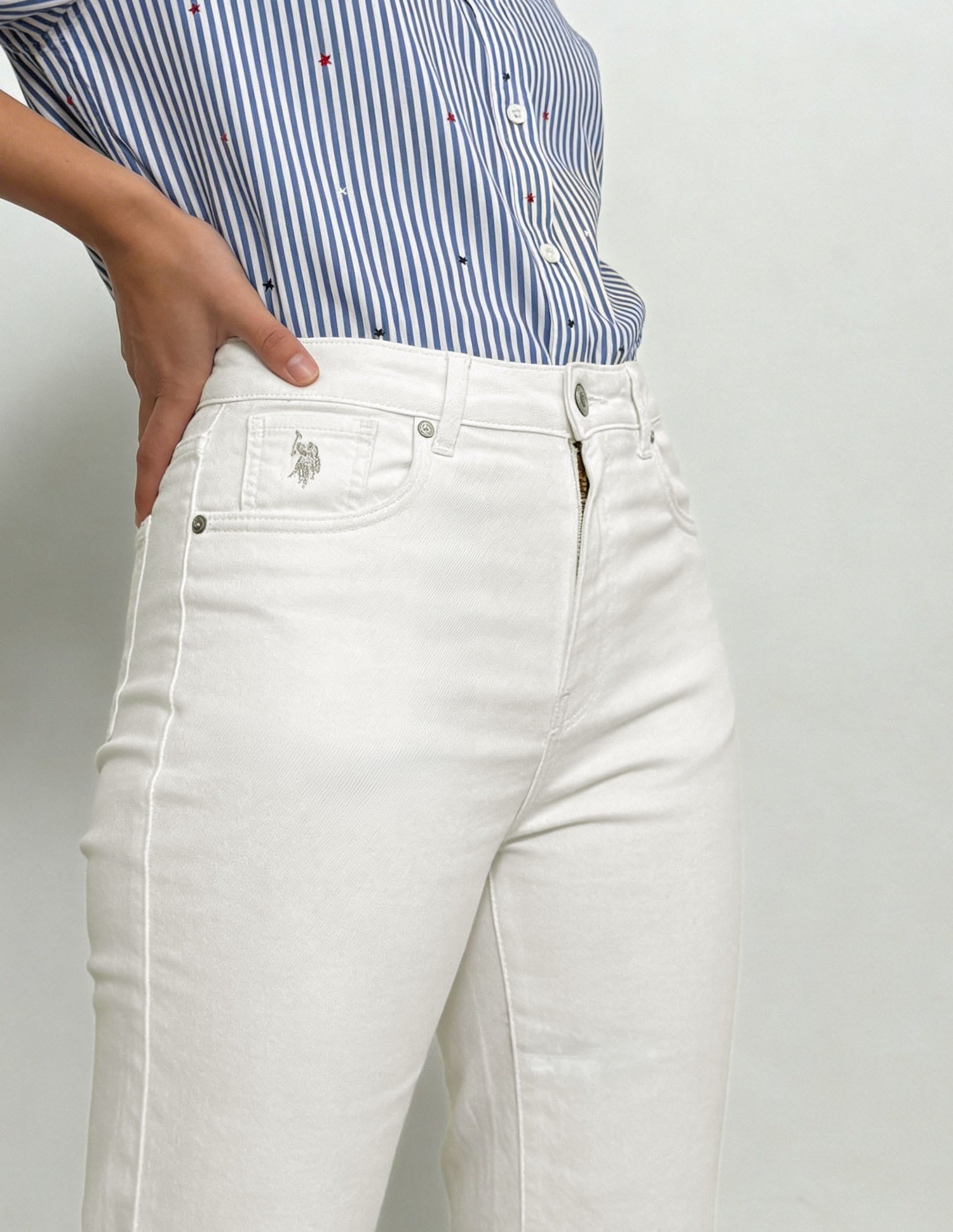 High Rise Flared Fit Jeans White - U.S. Polo Assn. India | Large