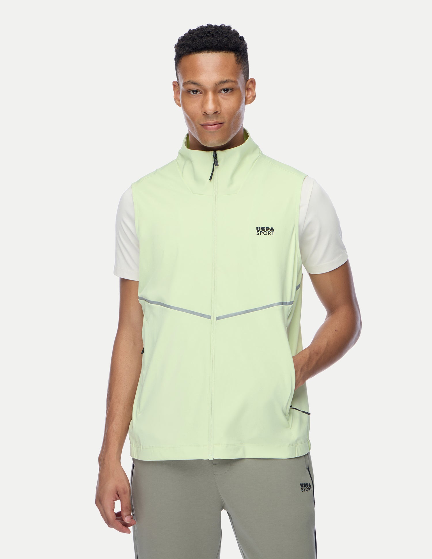 Solid Regular Fit Active Jacket Lime-Green - U.S. Polo Assn. India | Large