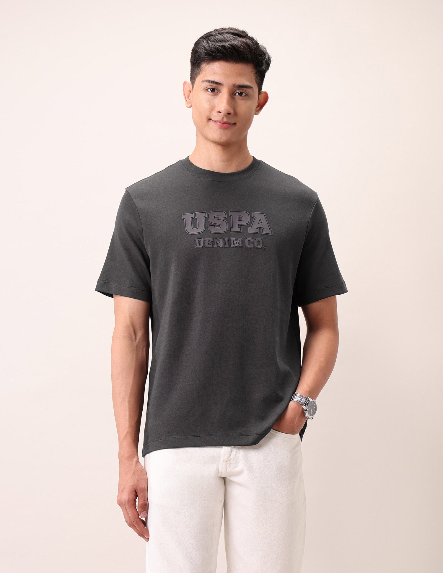 Relaxed Fit Outdoor T-Shirt Dark Grey - U.S. Polo Assn. India | Large