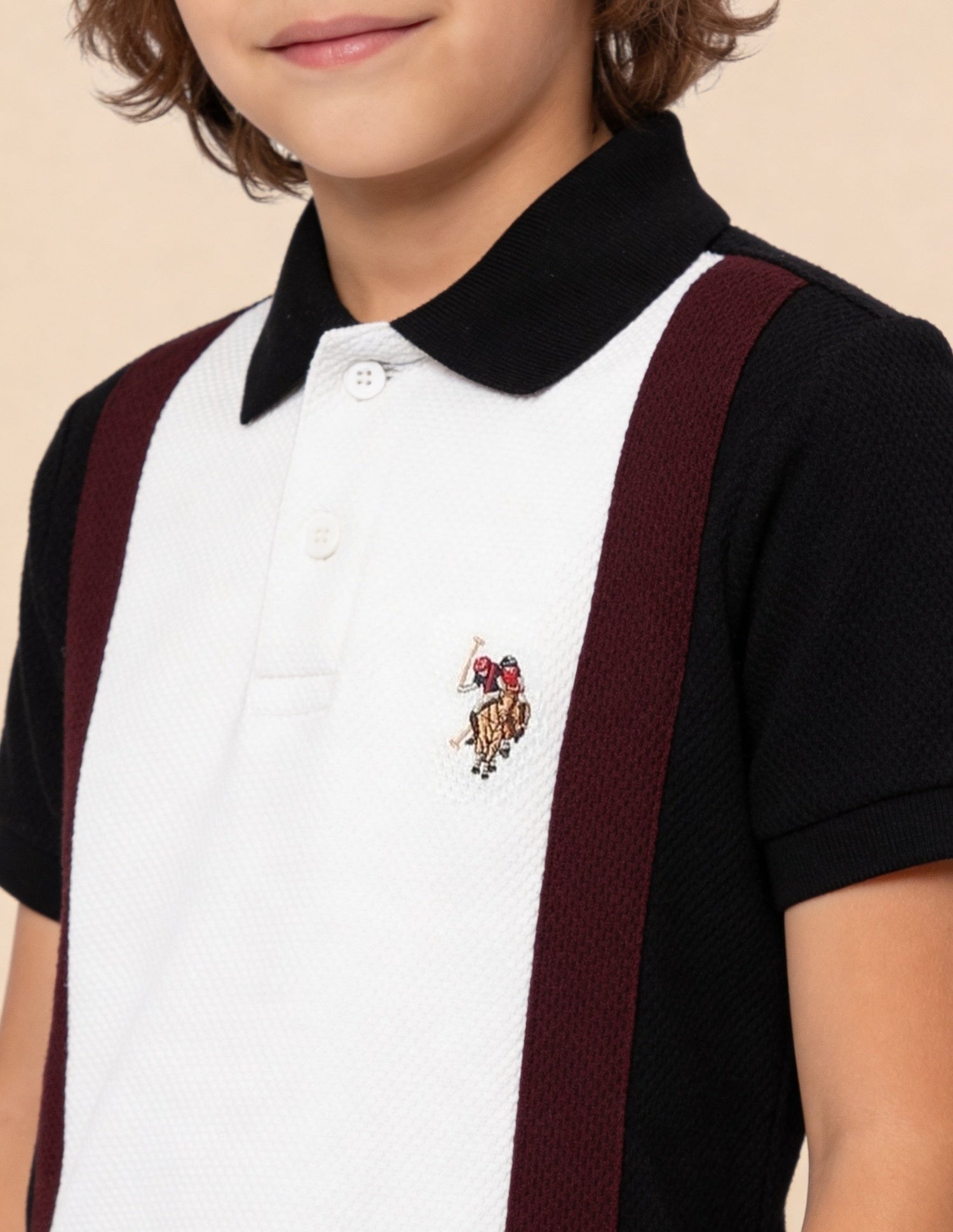 Colour Blocked Regular Fit Polo Shirt Black - U.S. Polo Assn. India | Large