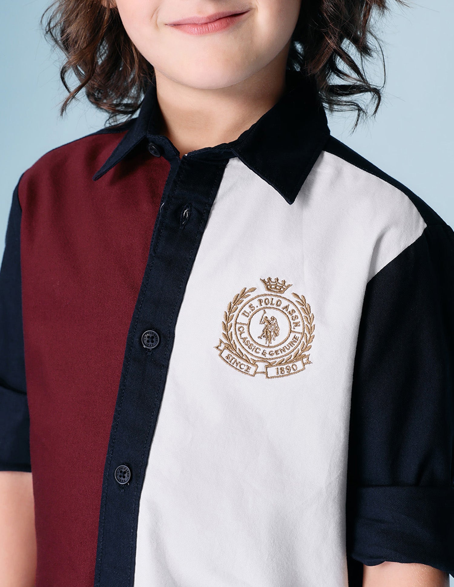 Boys Colorblocked Pure Cotton Shirt Navy - U.S. POLO ASSN. | Large
