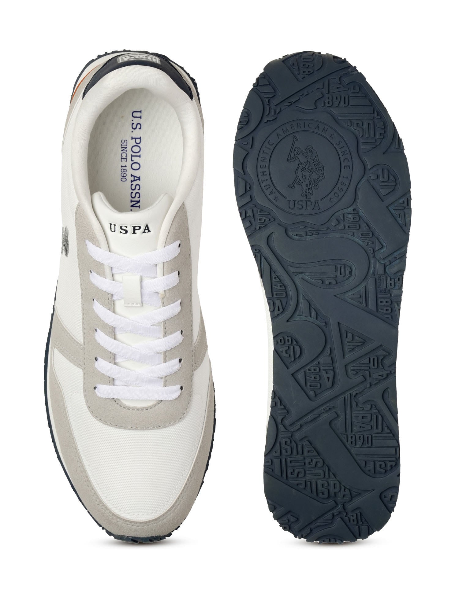 Men Tregon Suede Colourblocked Sneakers Off White - U.S. Polo Assn. India | Large