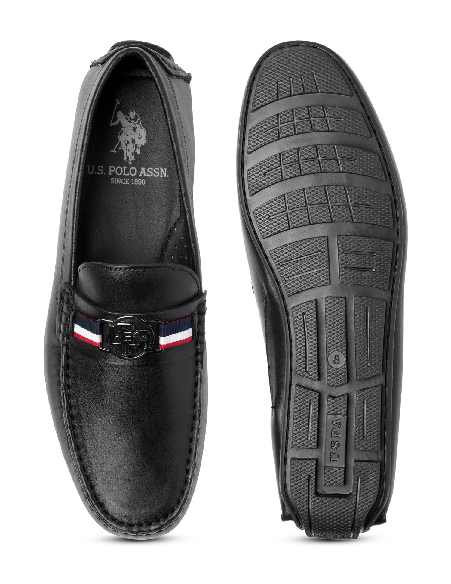 Men Astian Solid Loafers Black - U.S. Polo Assn. India | Large