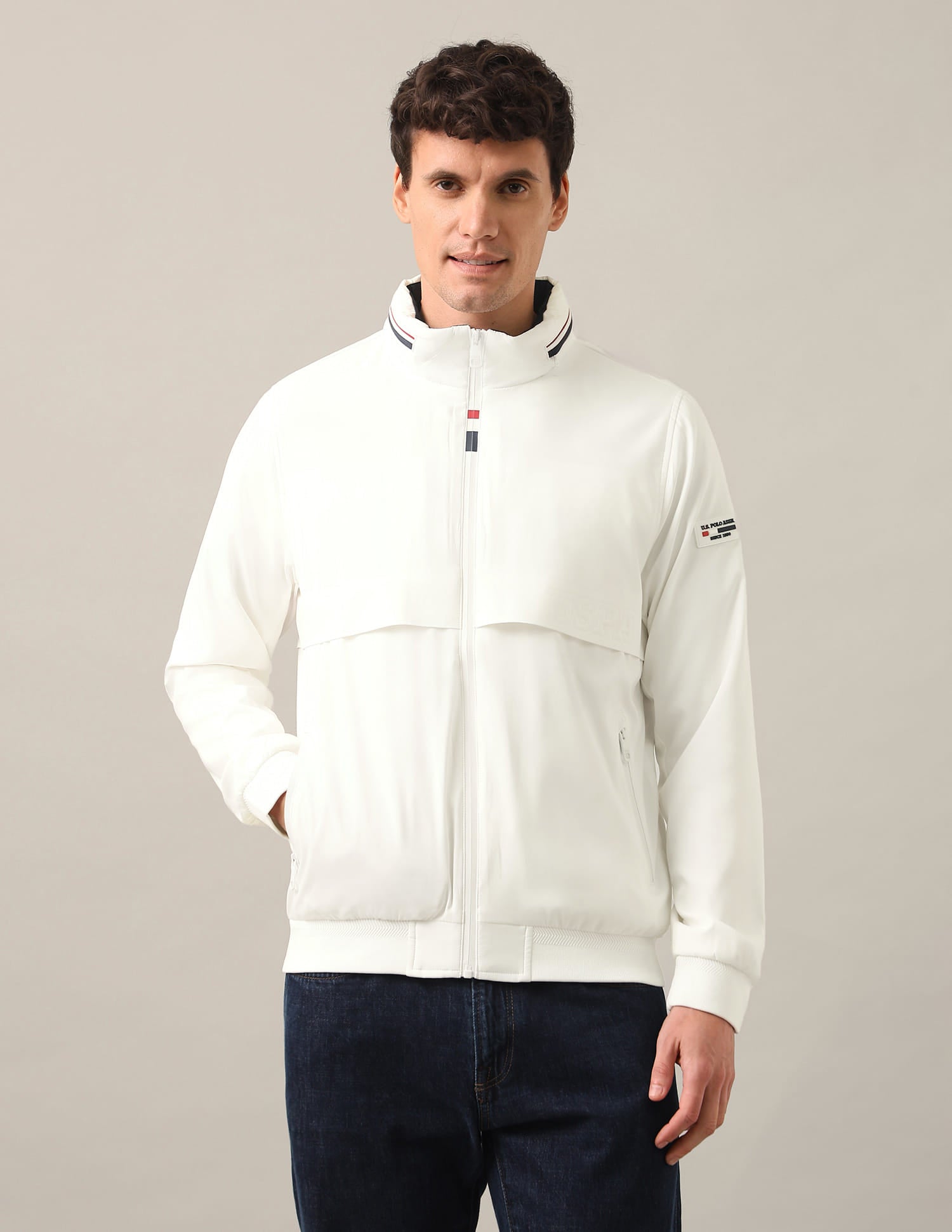 Detachable Hood Packable Jacket White - U.S. Polo Assn. India | Large