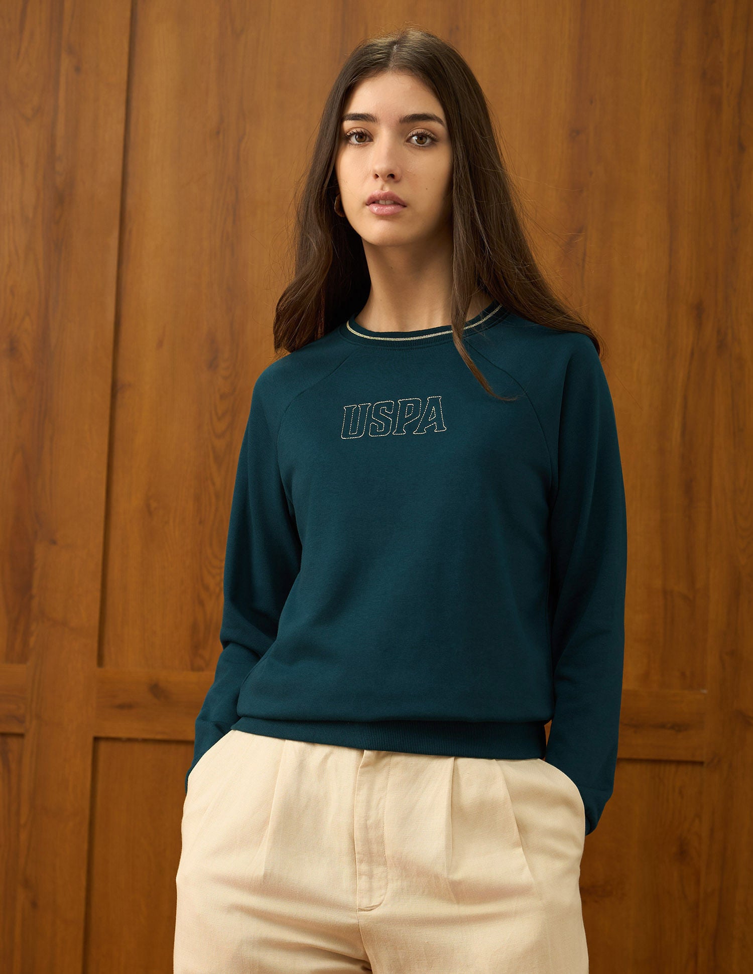 Raglan Fit Brand Printed Sweatshirt Teal - U.S. POLO ASSN. | Large