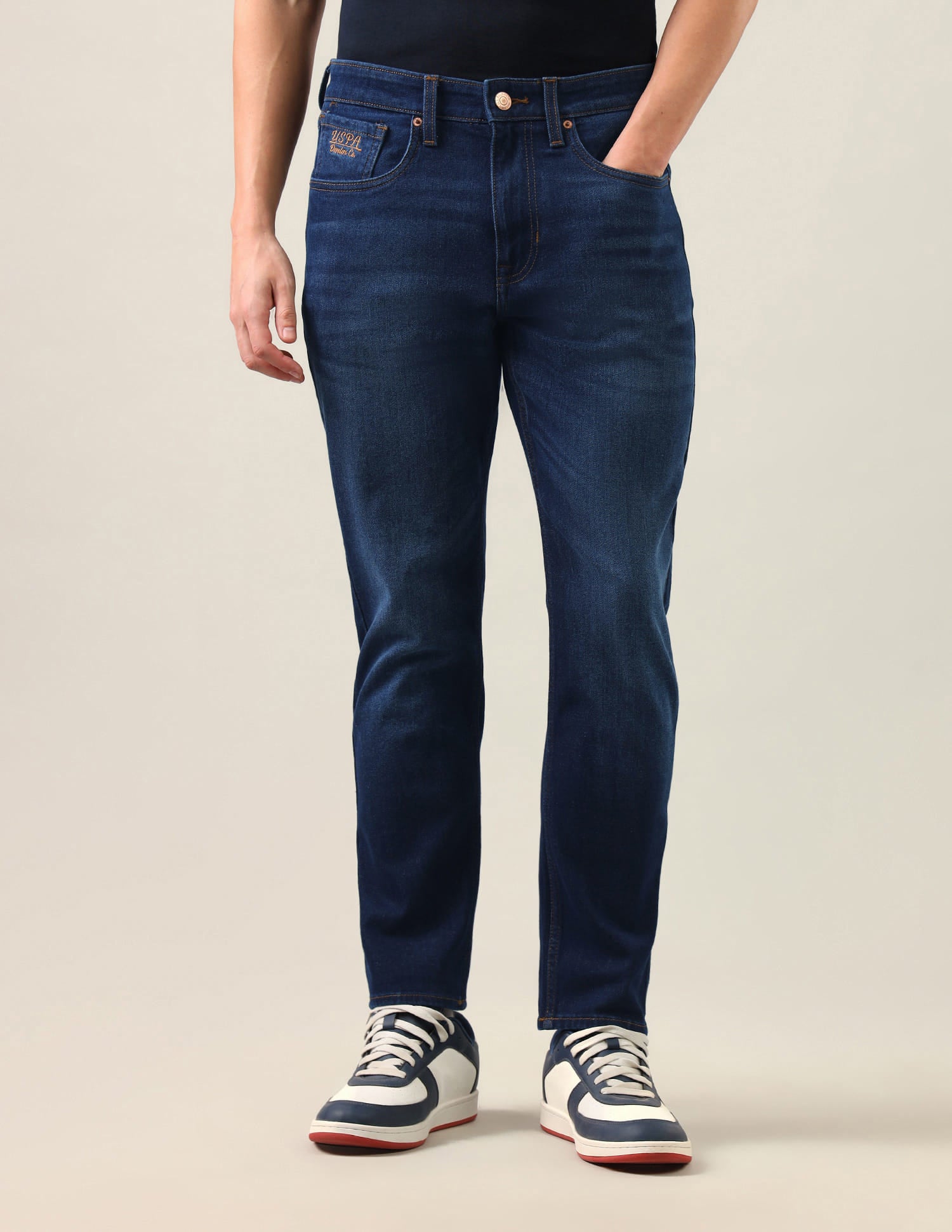 Cole Comfort Cropped Fit Blue Jeans Blue - U.S. Polo Assn. India | Large