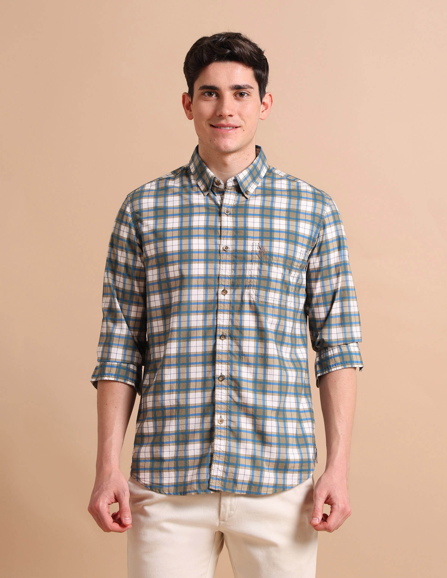 Tartan Button Down Shirt Khaki - U.S. POLO ASSN. | Large