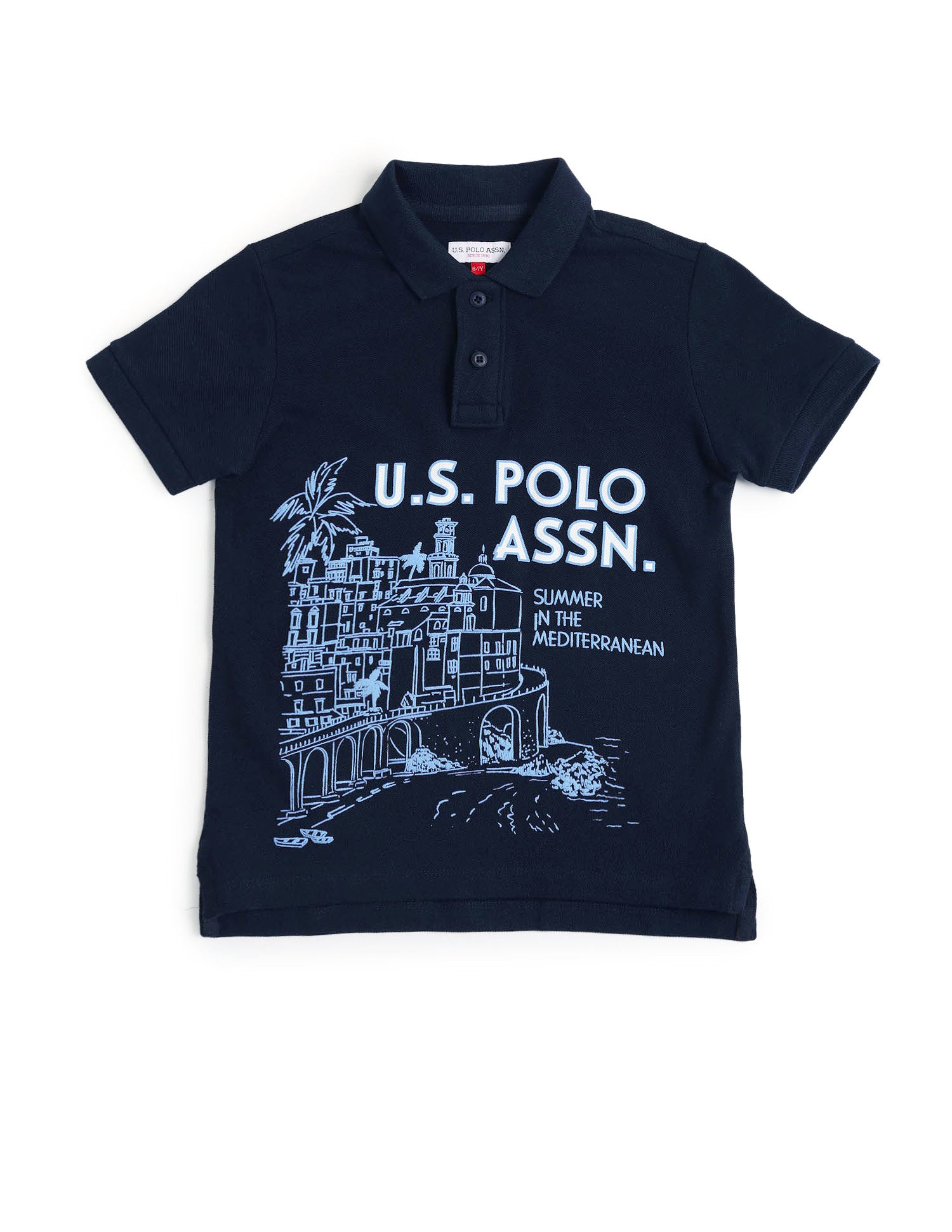 Boys Brand Printed Regular Fit Polo Shirt Navy - U.S. POLO ASSN. | Large