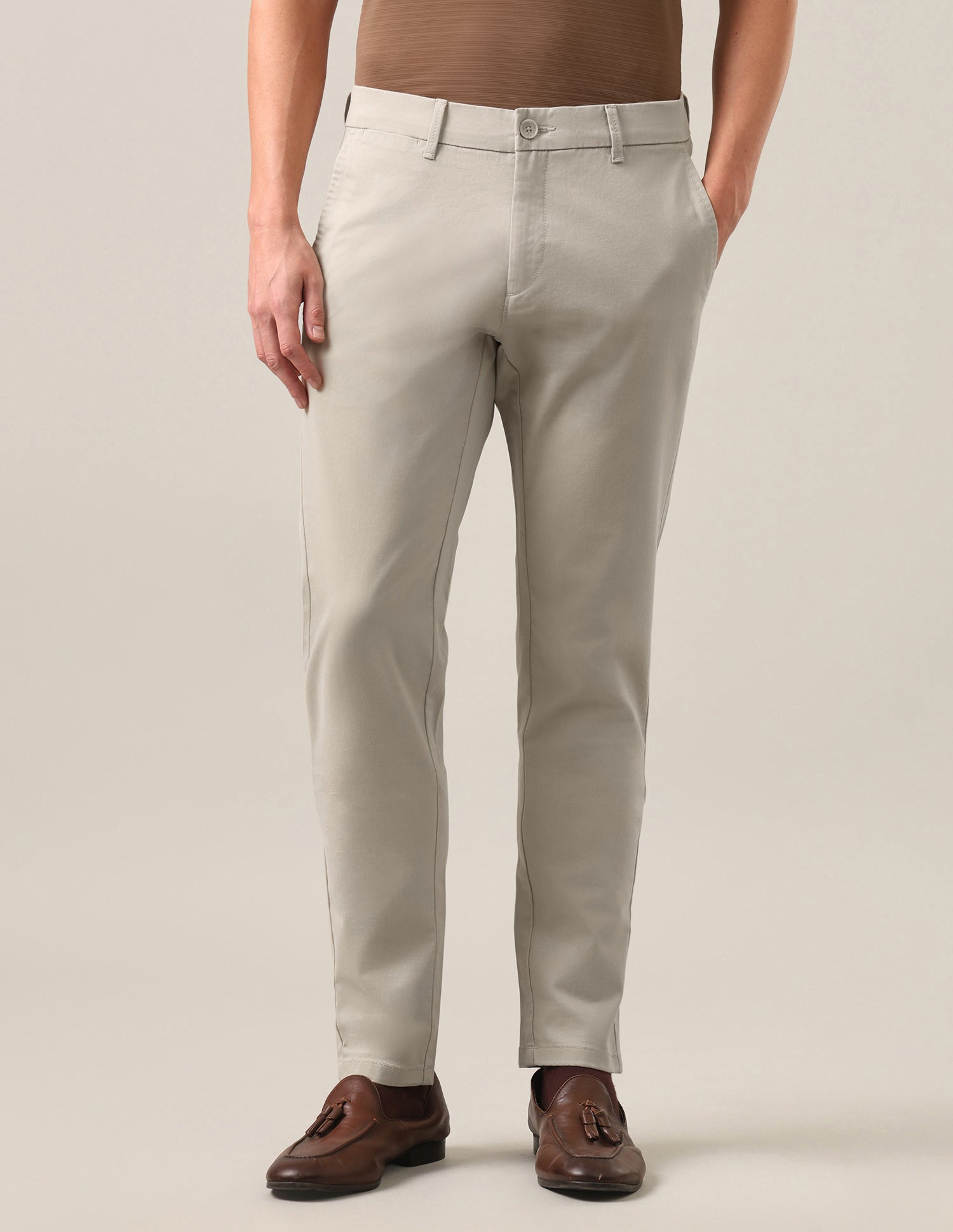 Austin Slim Fit Twill Trousers Stone - U.S. Polo Assn. India | Large