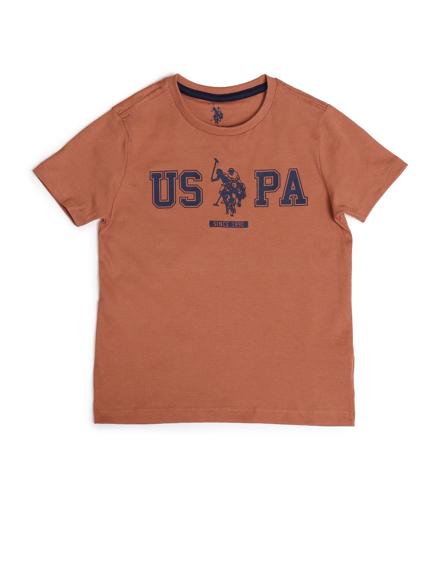 Boys Crew Neck Brand Printed T-Shirt Rust - U.S. Polo Assn. India | Large