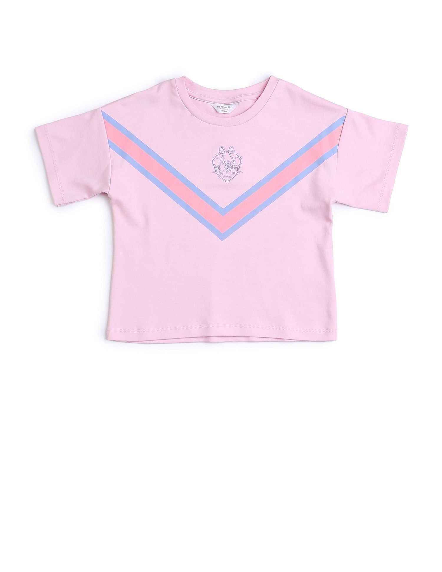 Girls Varsity Style Brand Embroidered T-Shirt Light Pink - U.S. POLO ASSN. | Large