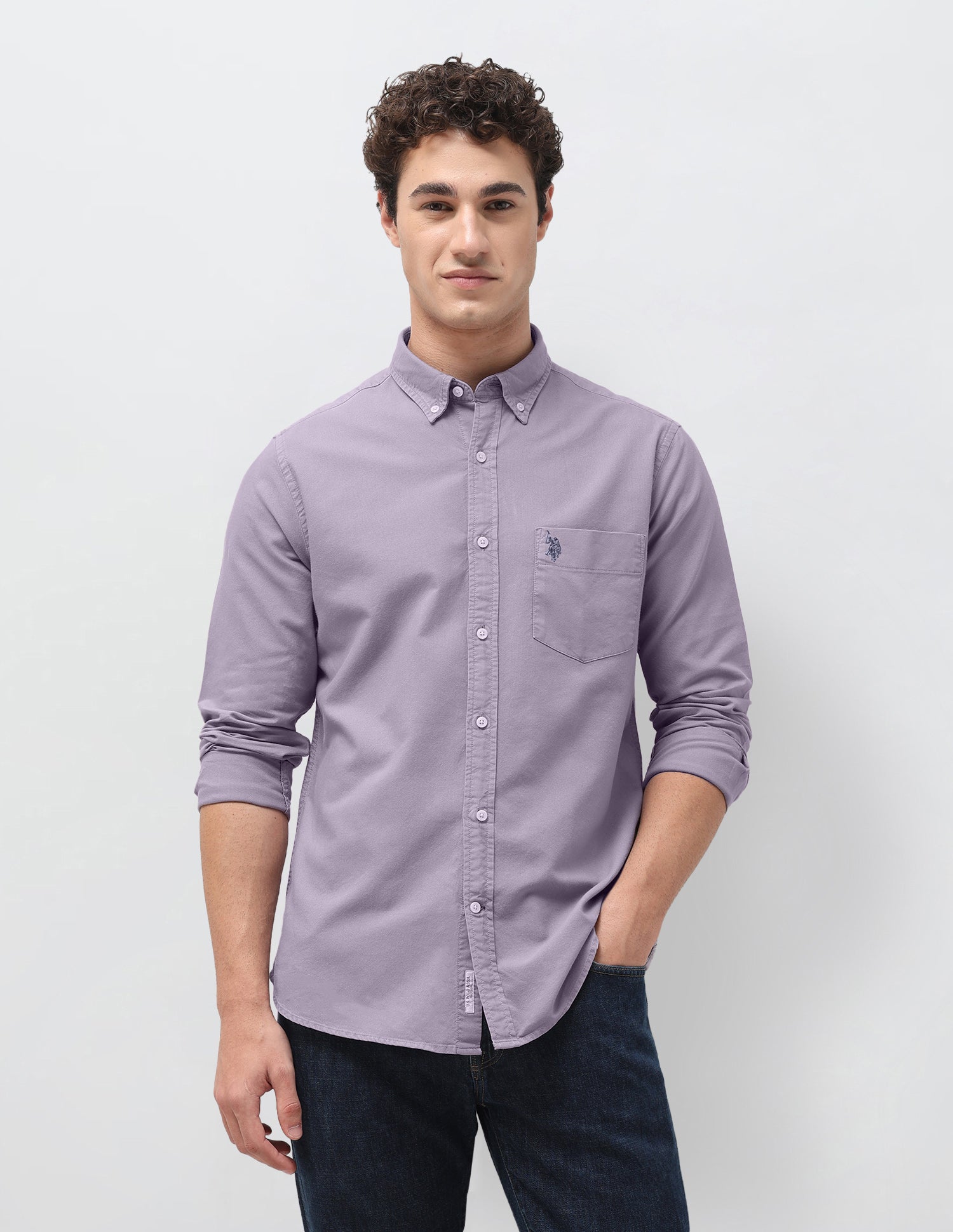 Tailored Fit Oxford Shirt Purple - U.S. Polo Assn. India | Large