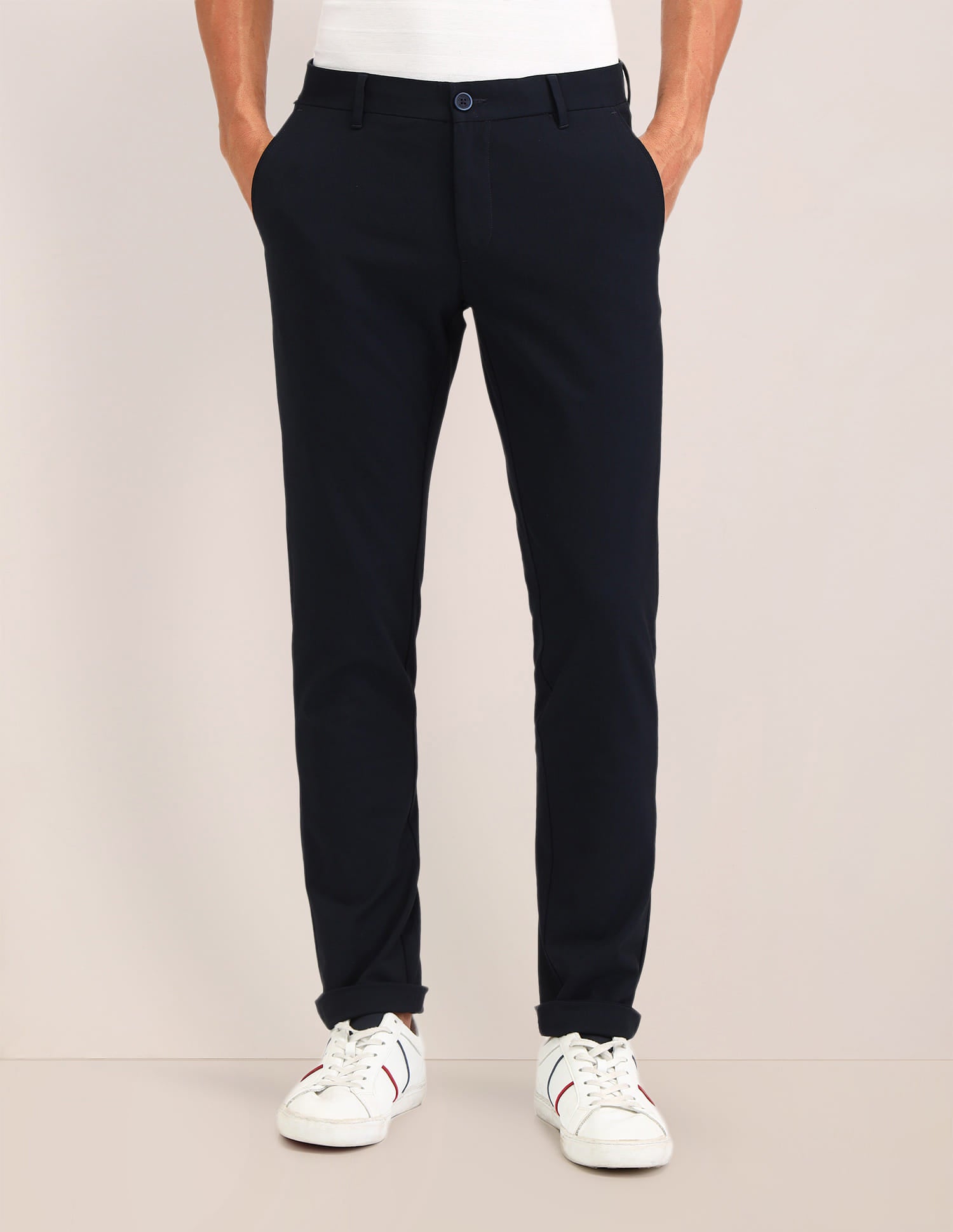 Austin Slim Fit Twill Trousers Navy - U.S. Polo Assn. India | Large