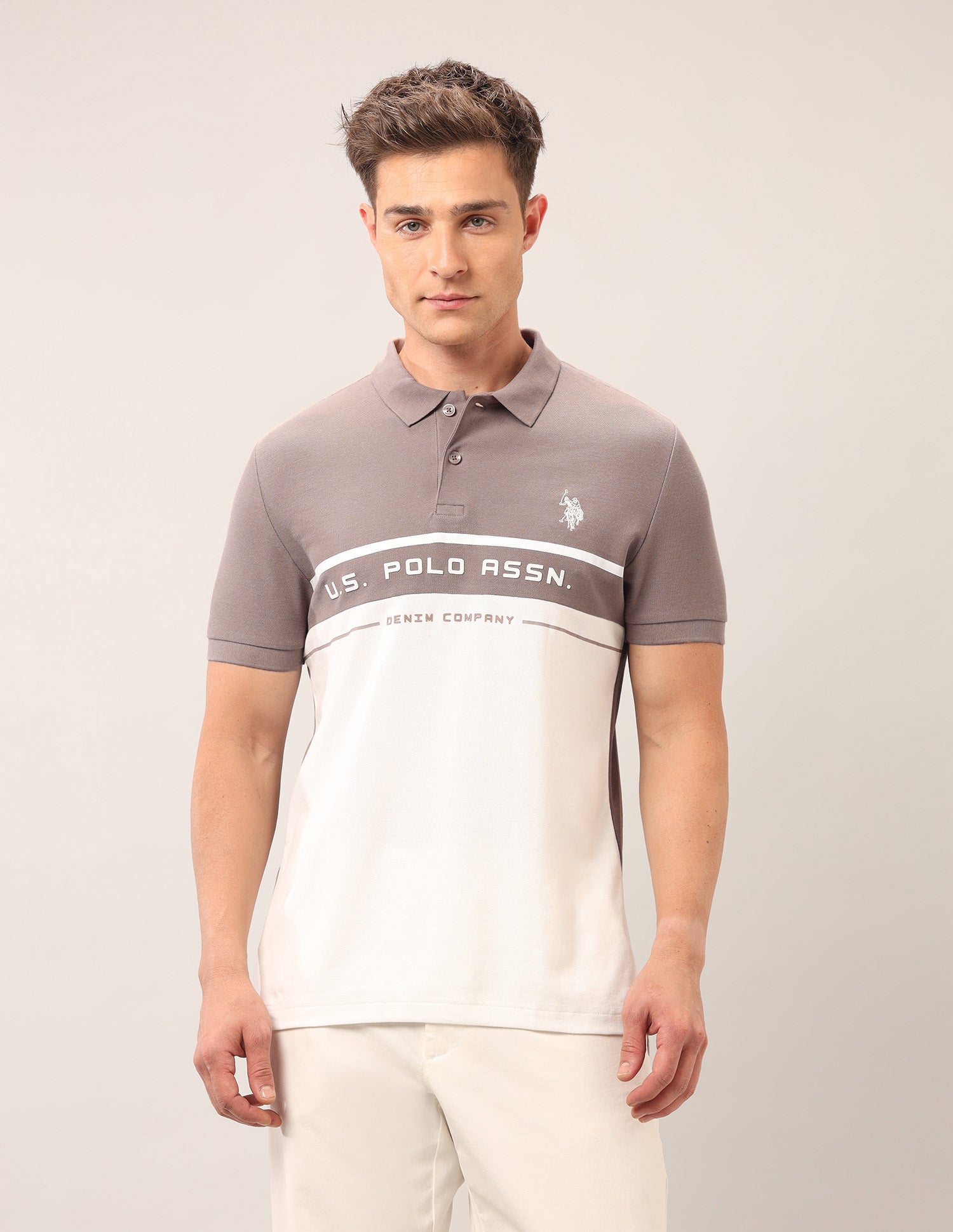 Muscle Fit Outdoor Polo Shirt Ivory - U.S. POLO ASSN. | Large