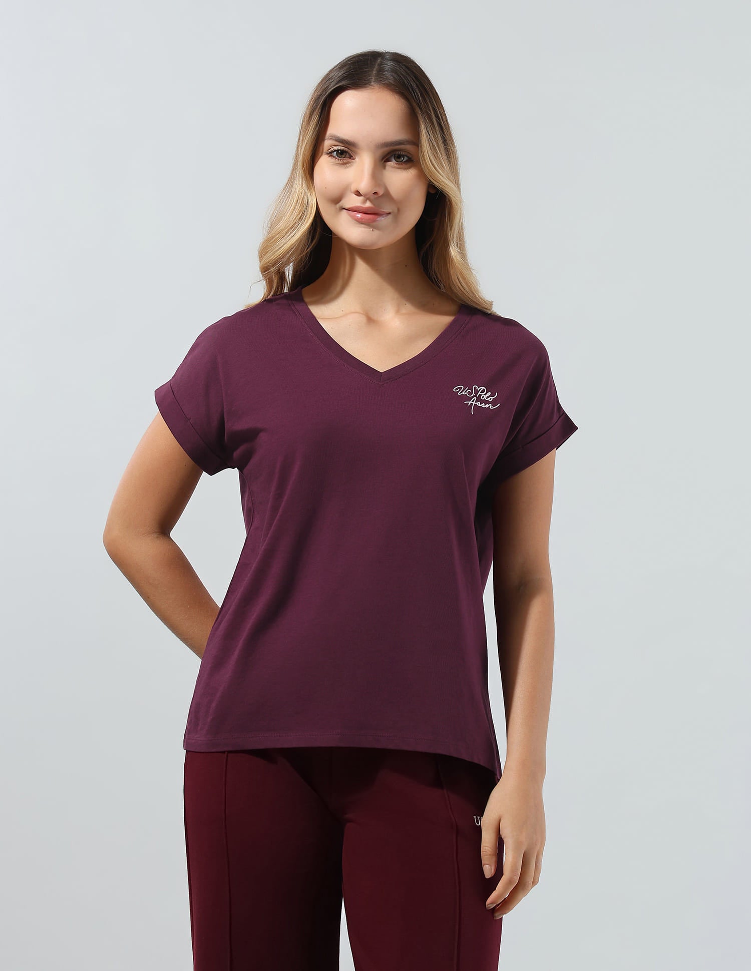 Solid Regular Fit T-Shirt Wine - U.S. Polo Assn. India | Large