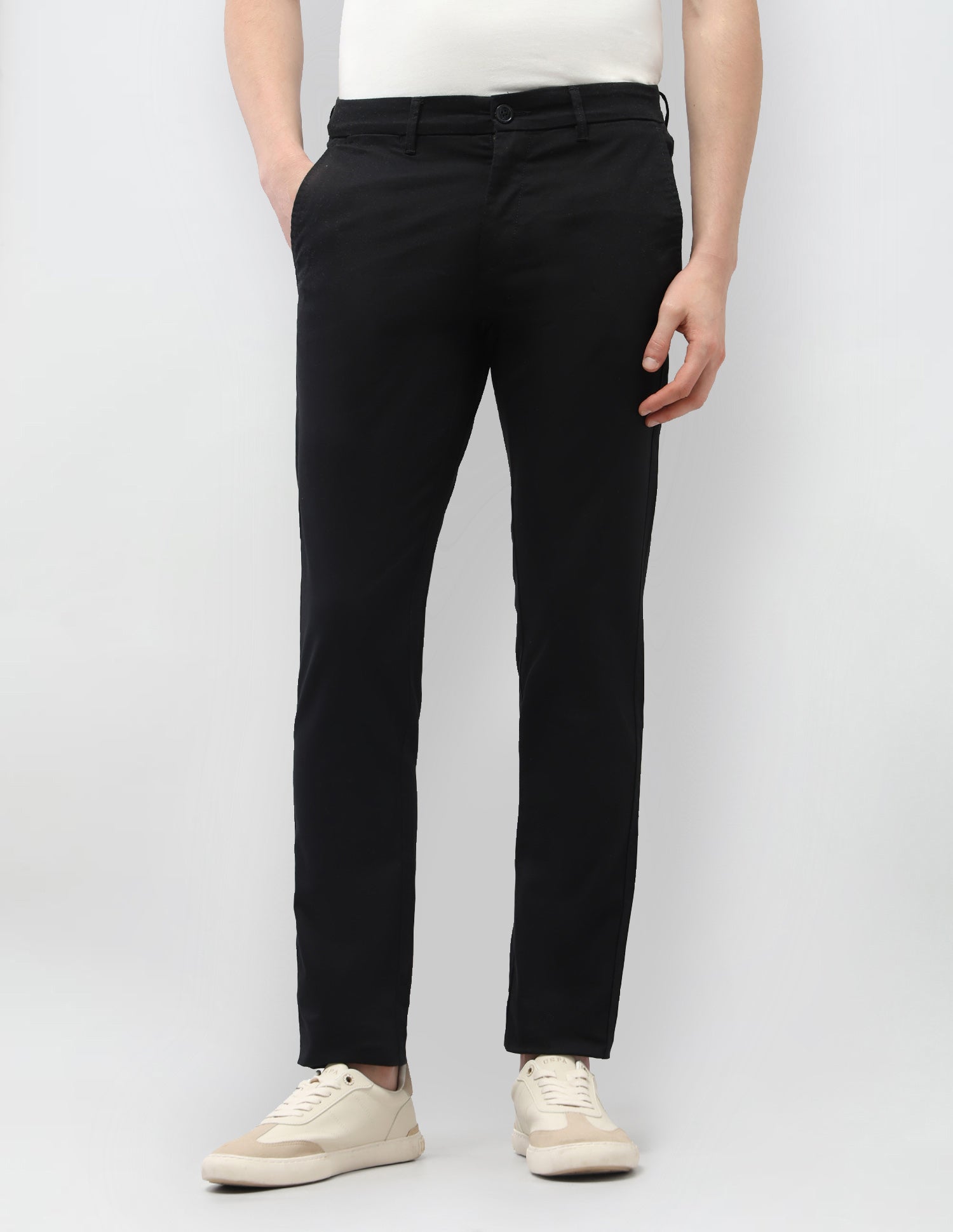 Austin Slim Fit Satin Trousers Black - U.S. Polo Assn. India | Large