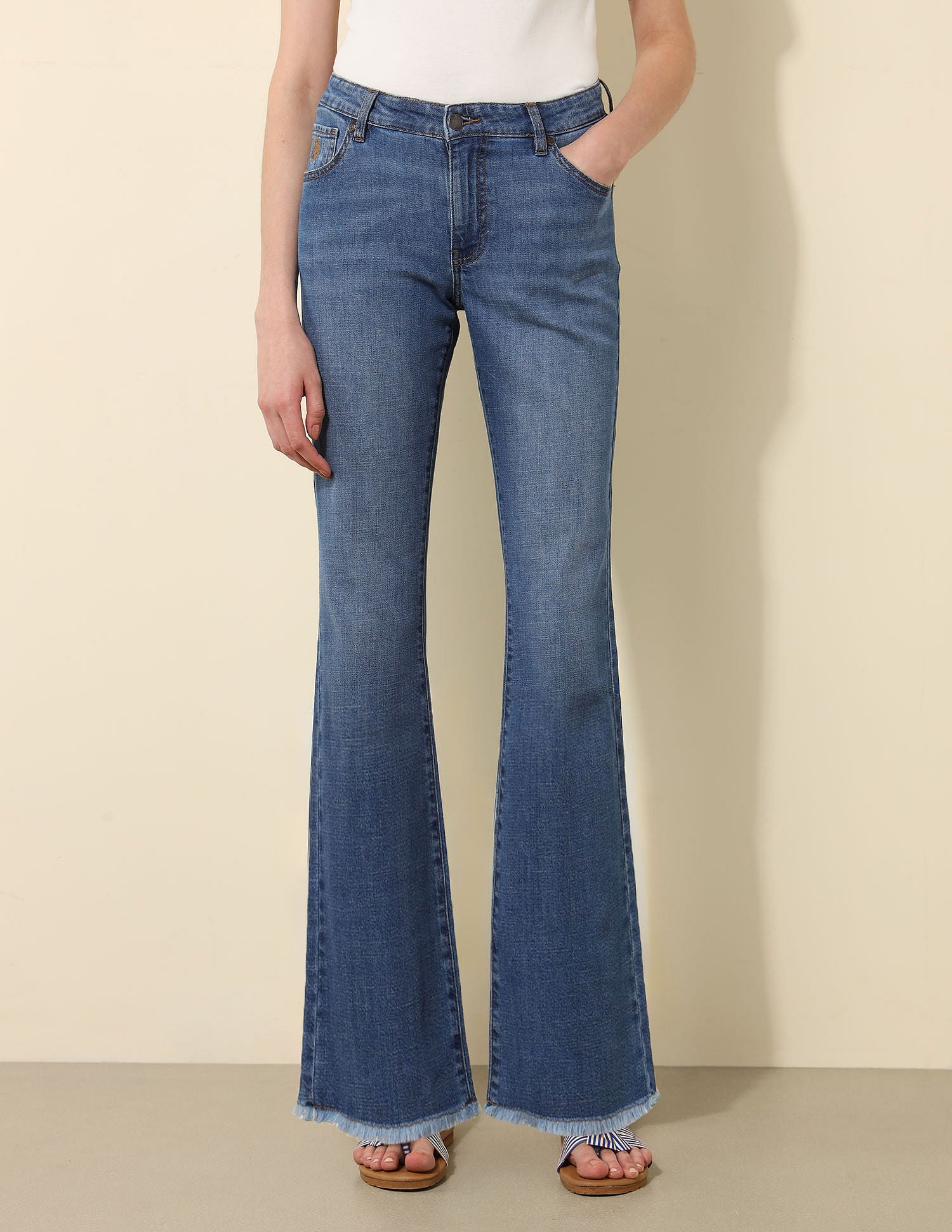 Mid rise Skinny Bootcut Jeans Blue - U.S. Polo Assn. India | Large