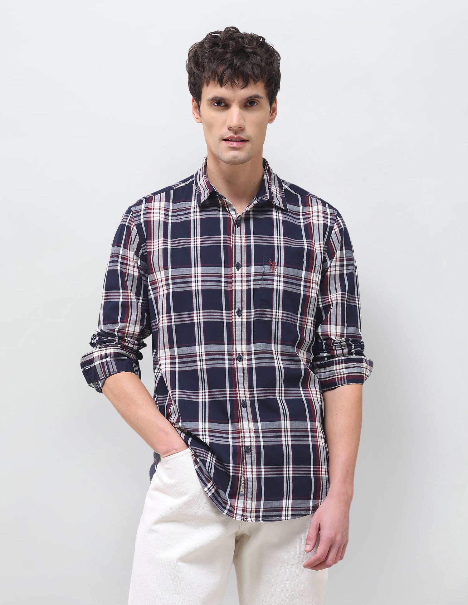 Plaid Checked Regular Fit Shirt Navy - U.S. Polo Assn. India | Large