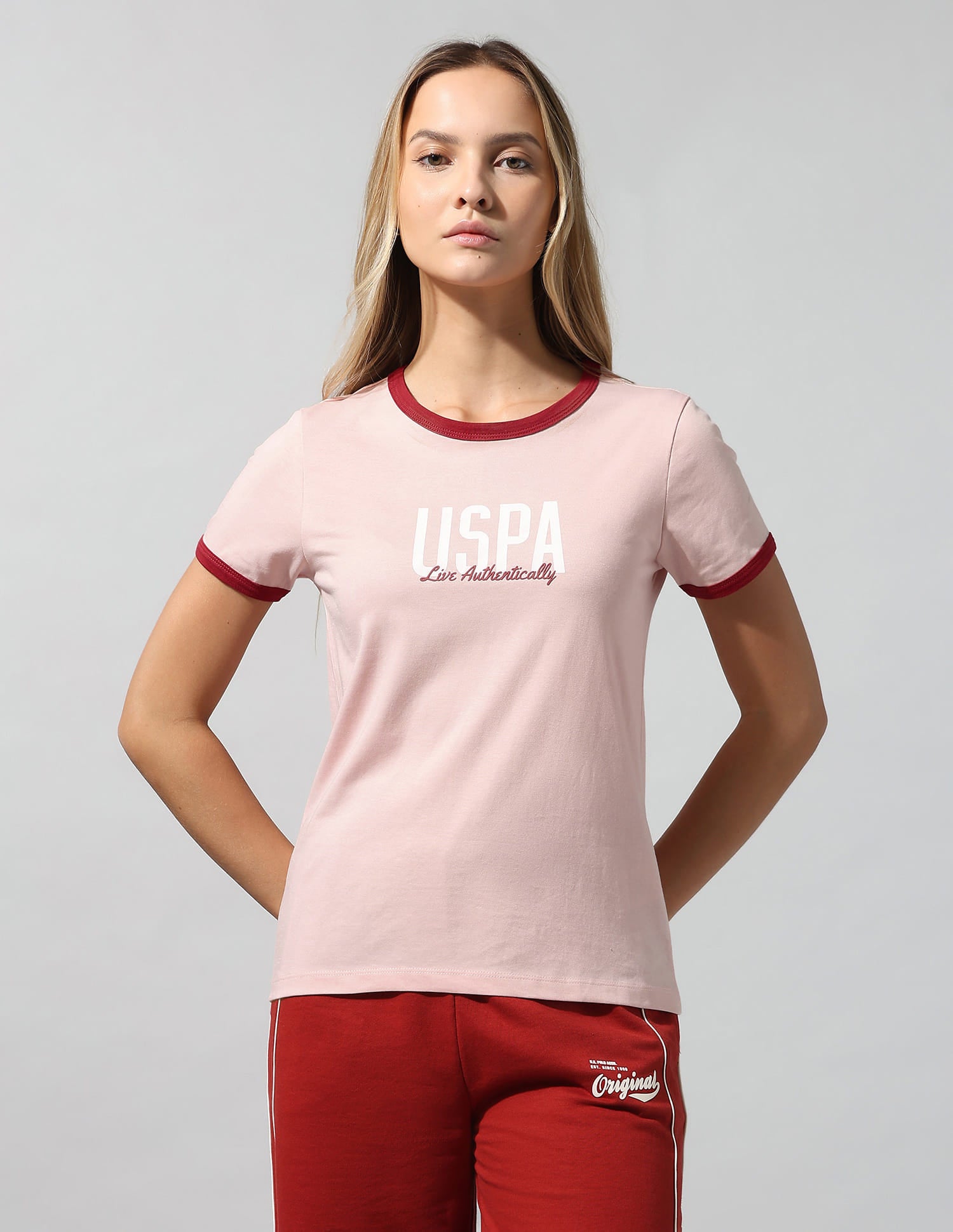 Brand Printed Regular Fit T-Shirt Pink - U.S. Polo Assn. India | Large